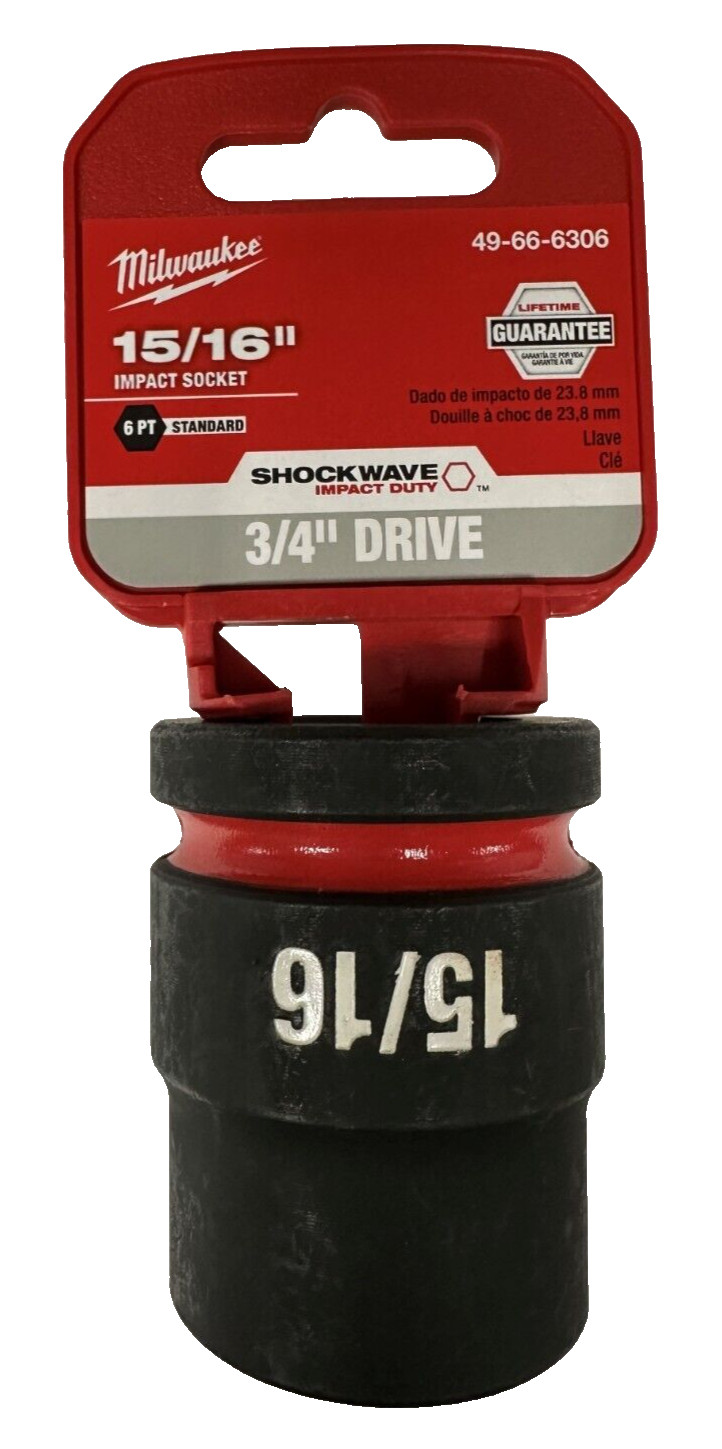 Milwaukee 49-66-6306 3/4″ Drive Standard Length Impact Socket 15/16″ 6 Point