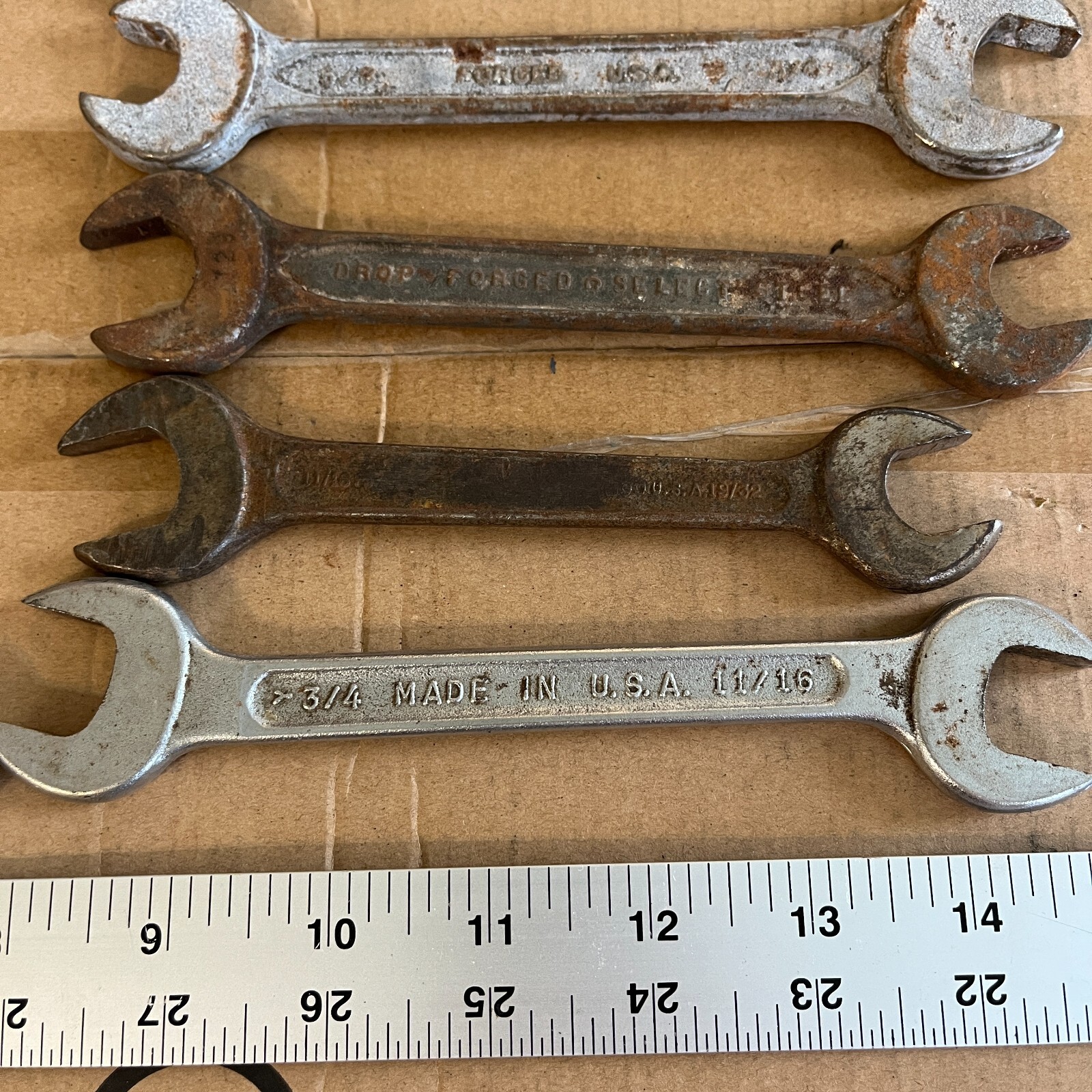 15 Combination Wrenches SAE Hand Tools Forged Steel – Lot of 15 Vintage