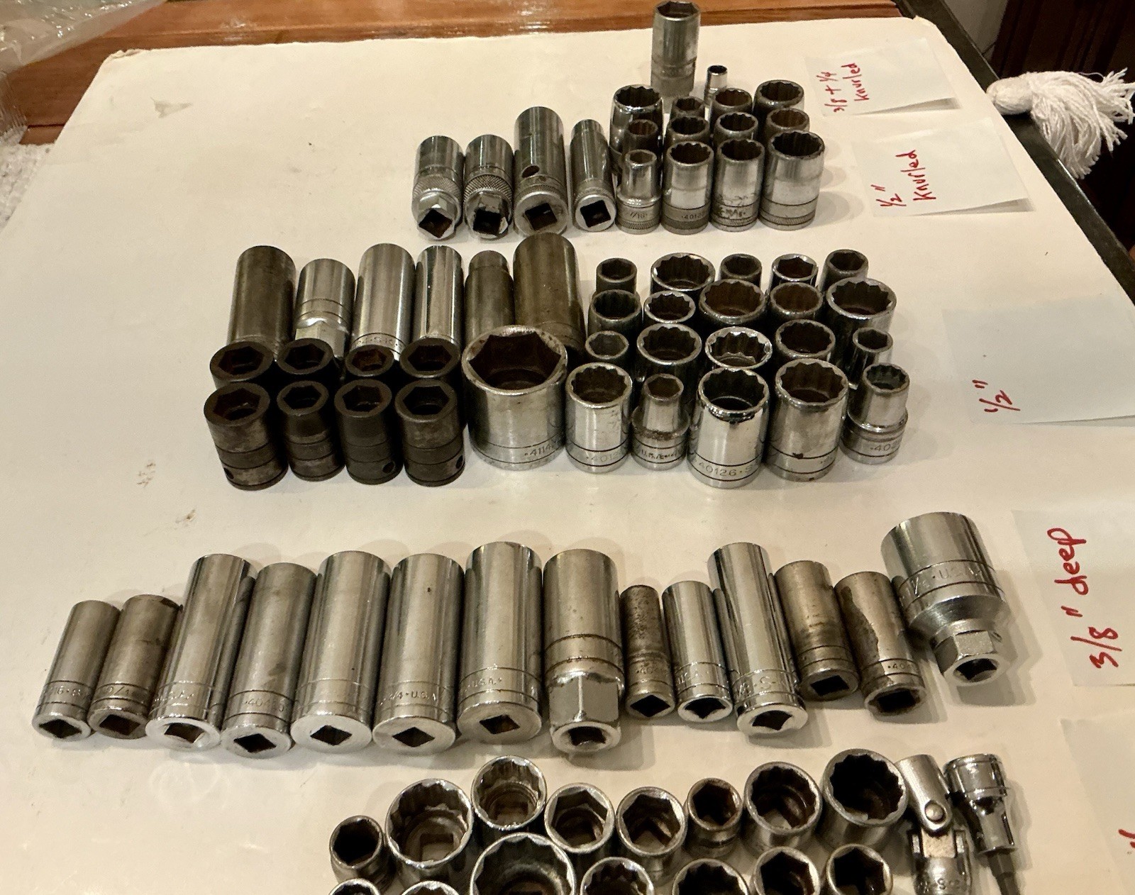 S-K Sockets, Lot Of 105 Sockets, `1/4, 3/8 & 1/2” Drive, Standard, Deep, Impact