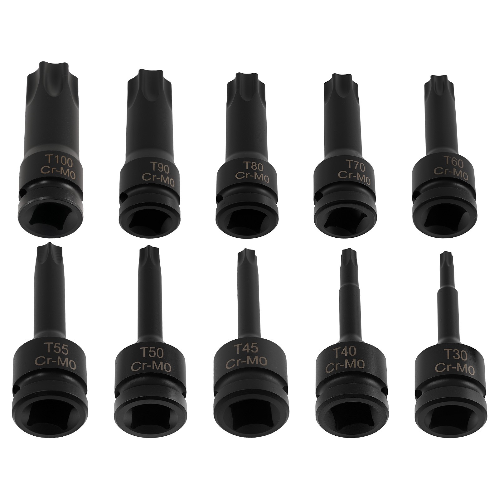 10Pcs T30-T100 1/2 Inch Socket Bits Set Star Drive Impact