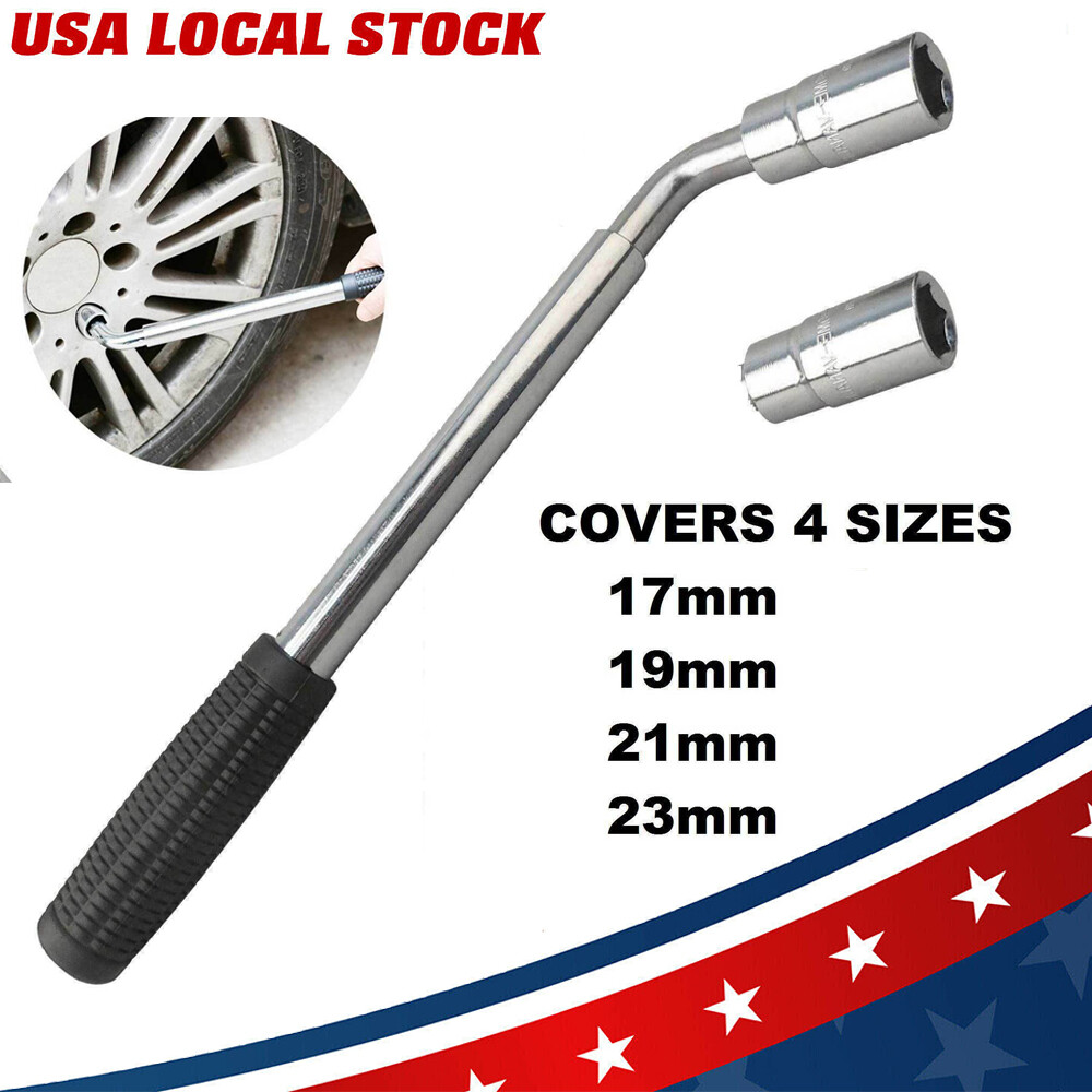 4Size Wheel Lug Wrench Standard Sockets Telescoping Extendable Car Tire Nut Tool