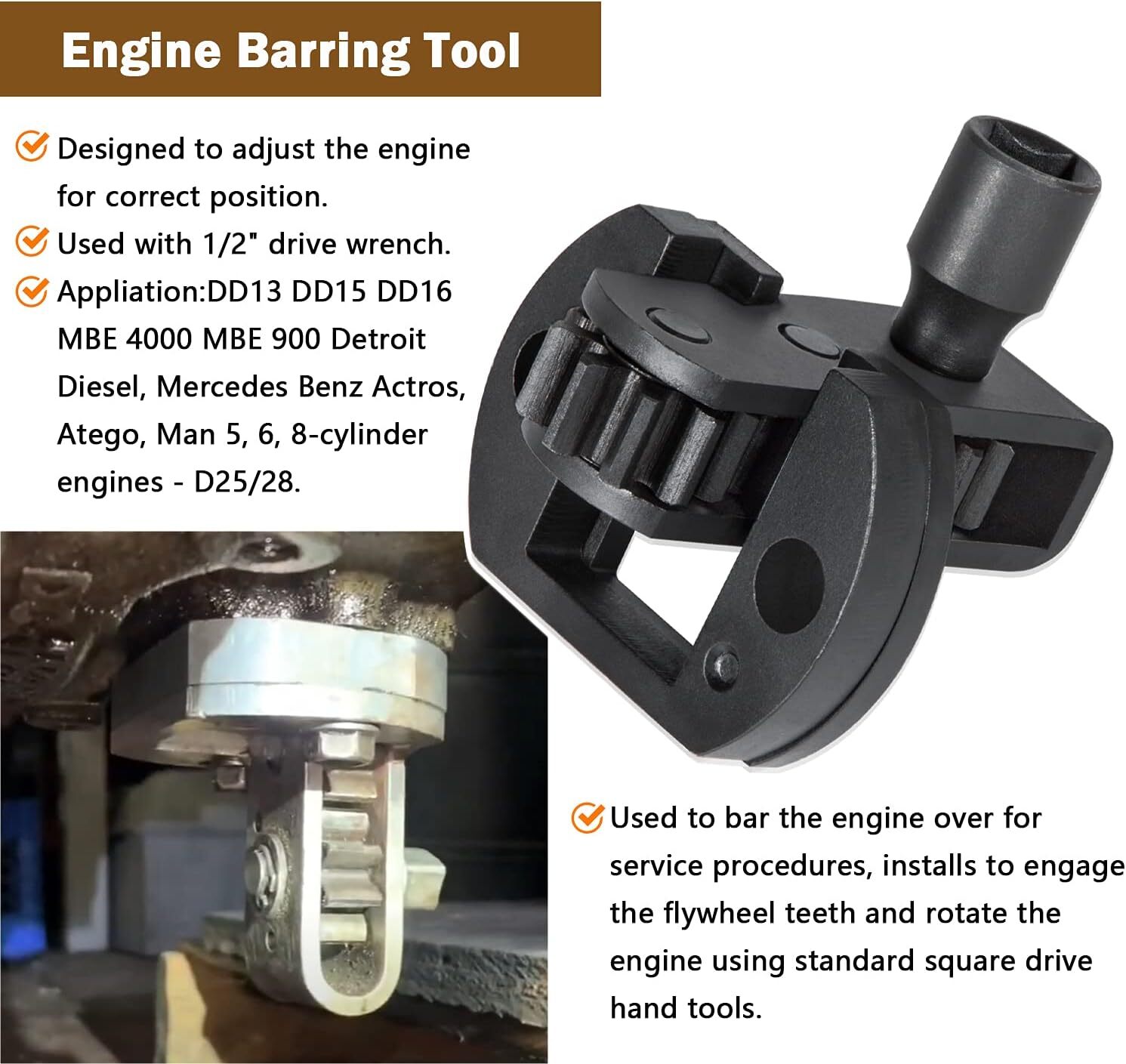 For Detroit Diesel DD15 Engine Camshaft Timing Tool Fuel Line Socket J-47487