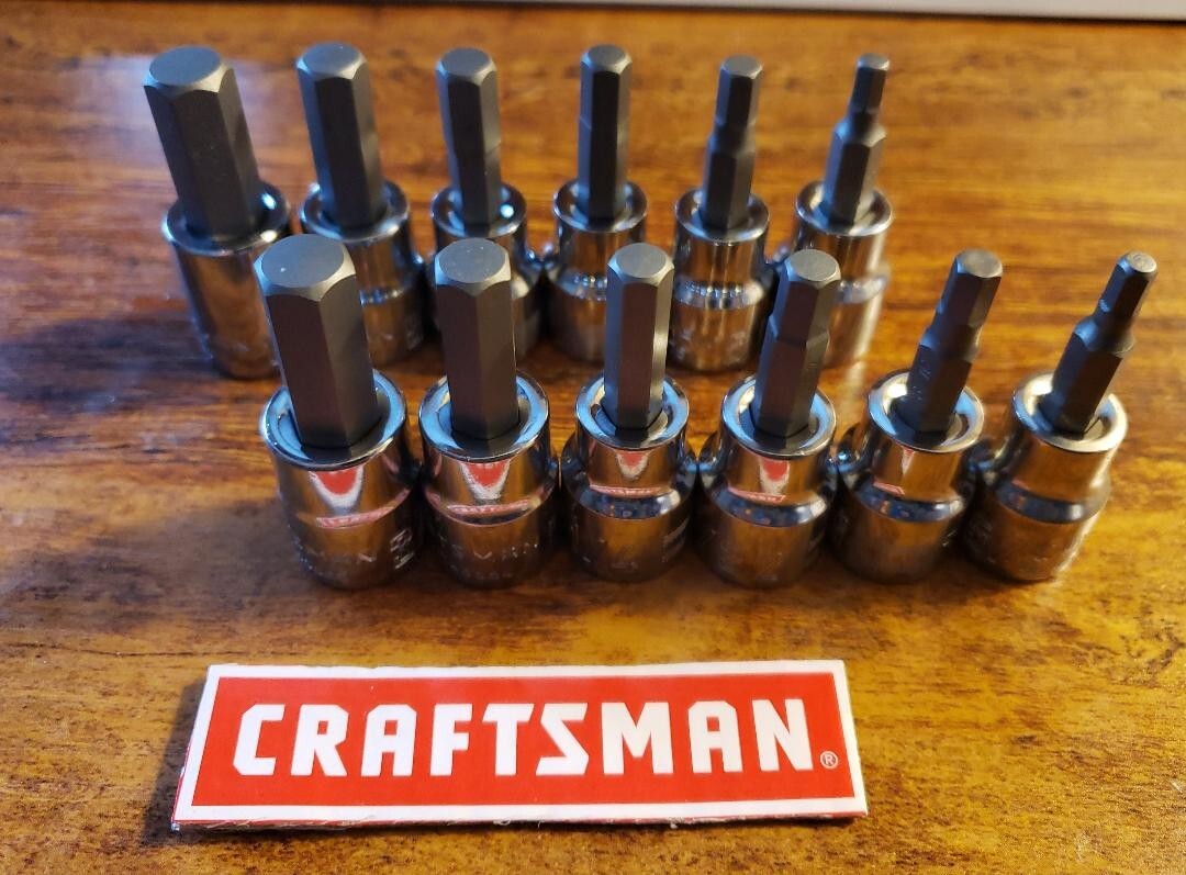 Craftsman 12 Pc 3/8 Drive SAE and Metric Hex Bit Socket Set – New