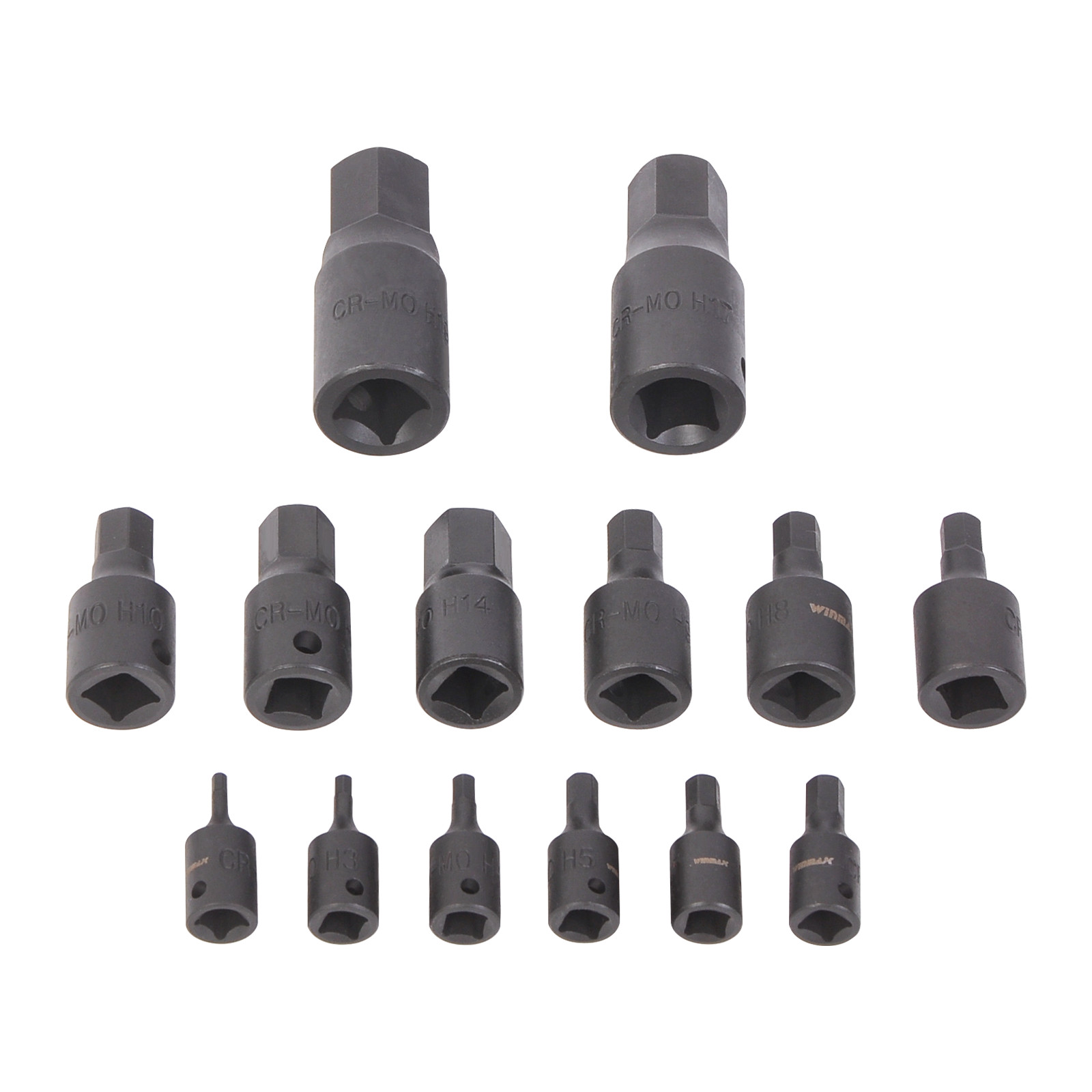14Pcs 1/4,3/8 And 1/2 In Driver Metric Allen Bit Impact Socket Set Cr-Mo Steel