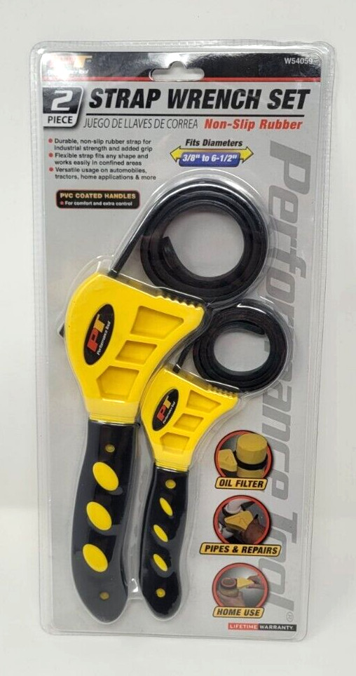 Performance Tool W54059 2-Piece 3/8″ To 6-1/2″ To Strap Wrench Set New