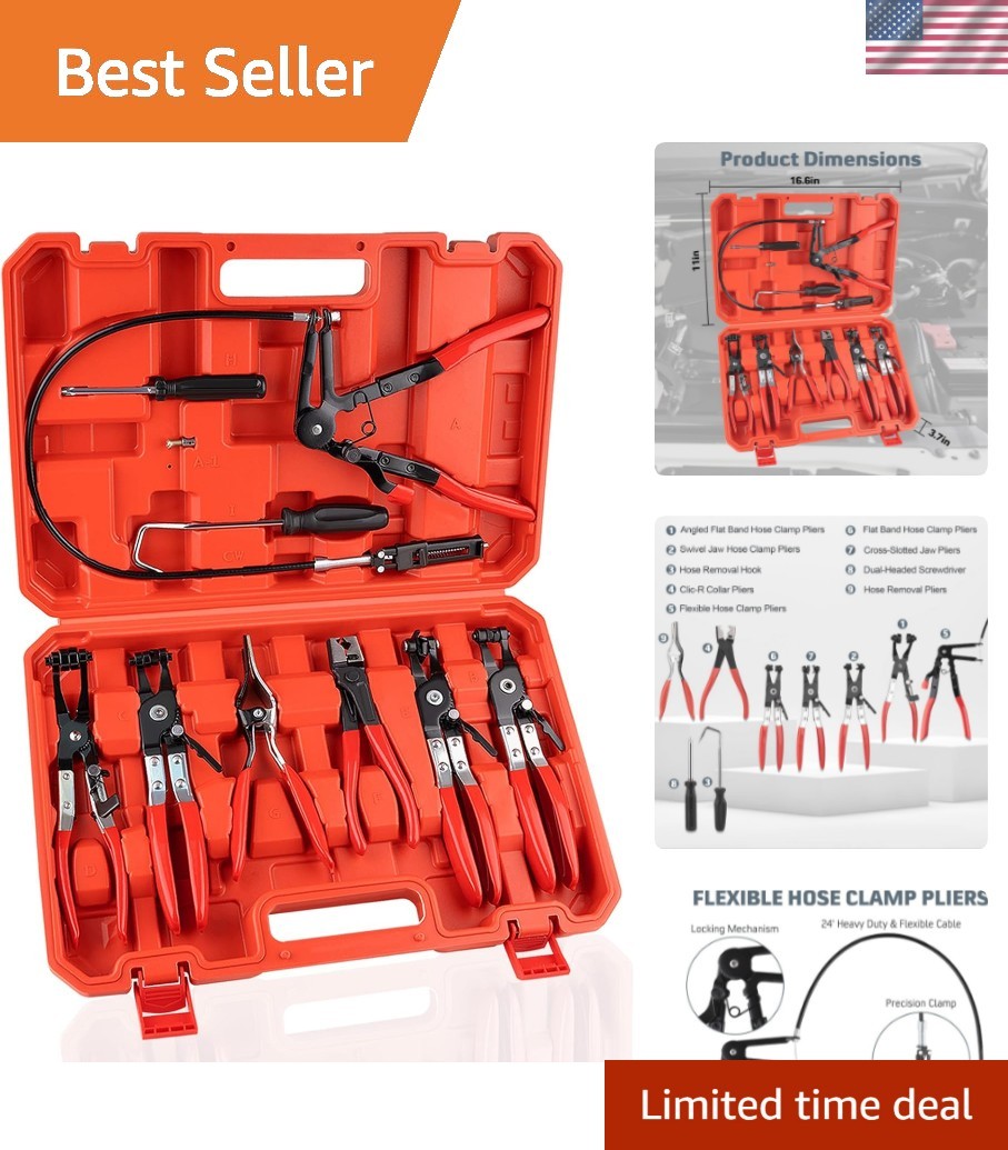All-in-One 9PCS Hose Repair Pliers Set with Rubberized Handle for Comfort