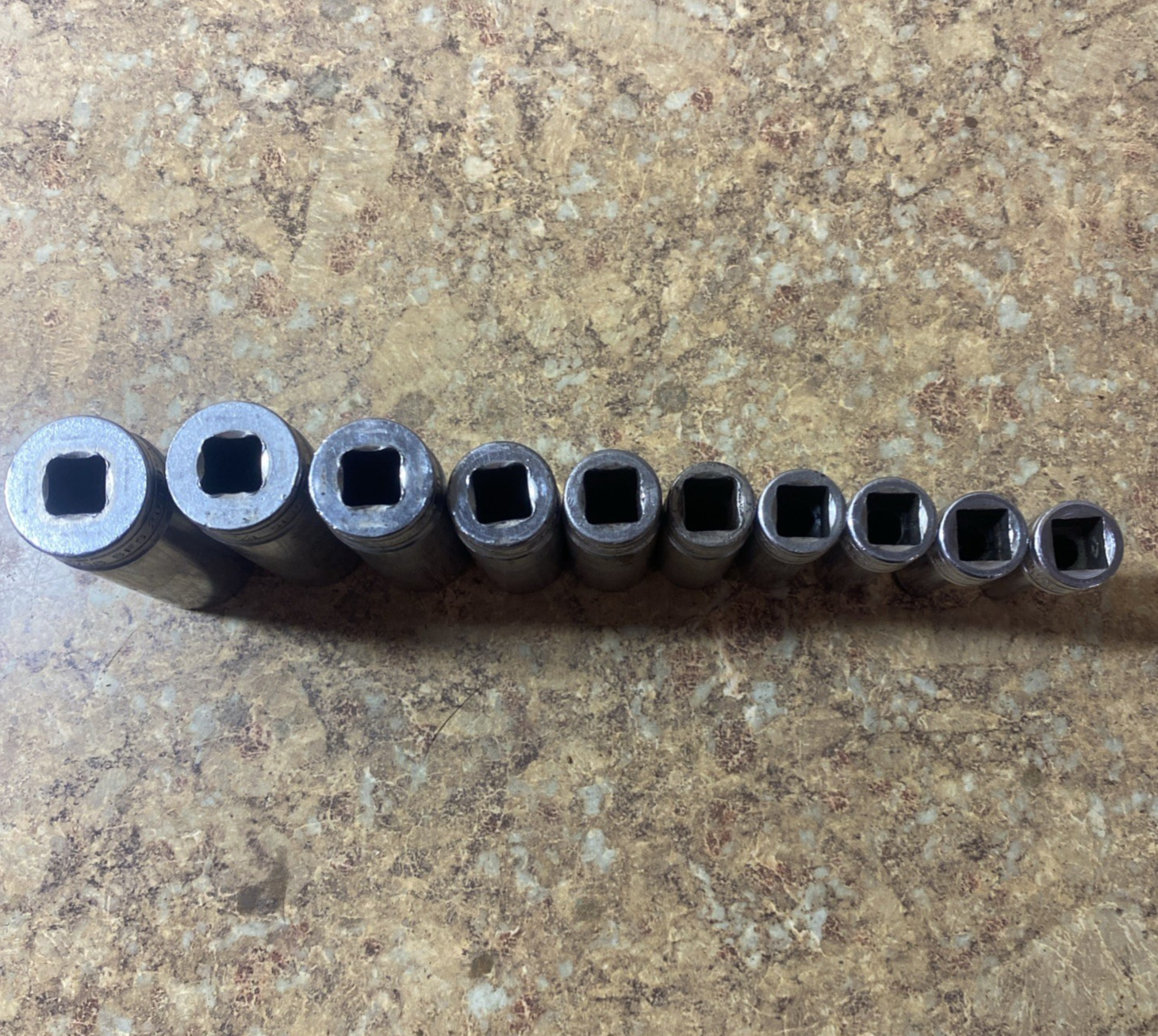 Snap On 211SFSY 10pc 3/8″ Drive 6-Point SAE Deep Socket Set Missing 7/8″ Socket