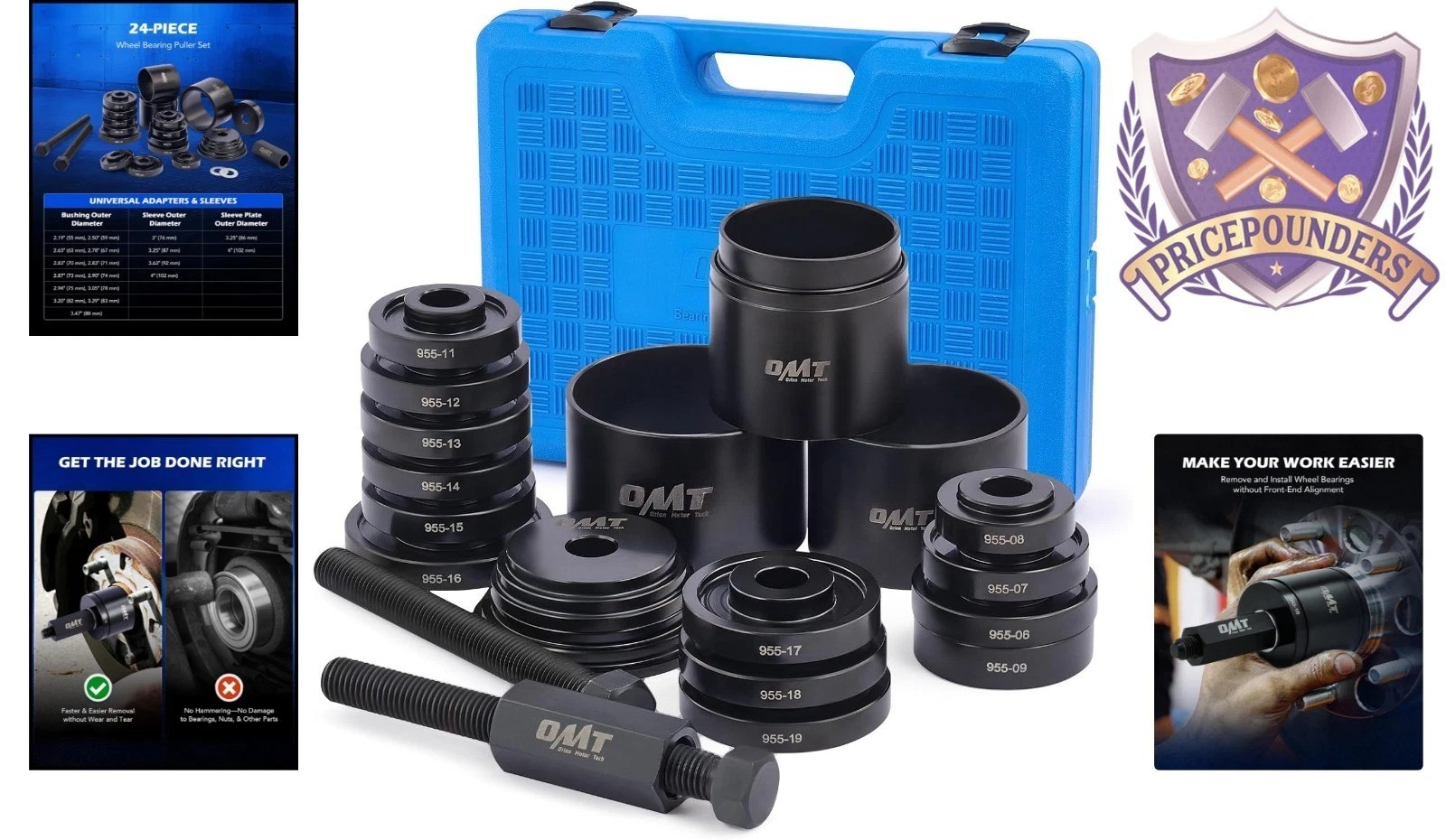Wheel Bearing Press Kit 24pc Front Drive Removal Installation Tool Set