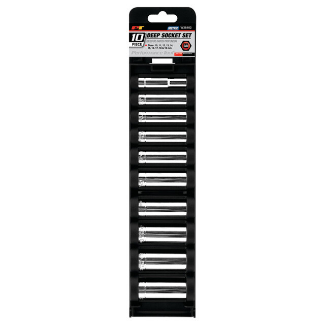 Performance Tool W38402 3/8″ Drive 6-Point Metric Deep Socket Set
