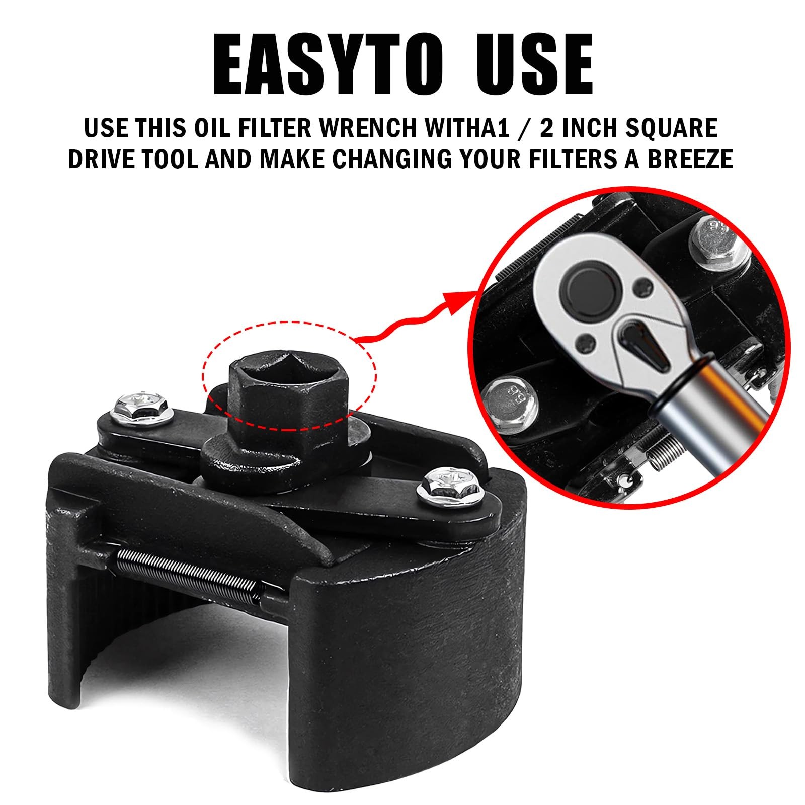 Couslcd Oil Filter Wrench Removal Tool Adjustable Use for 2.36 inch to Black