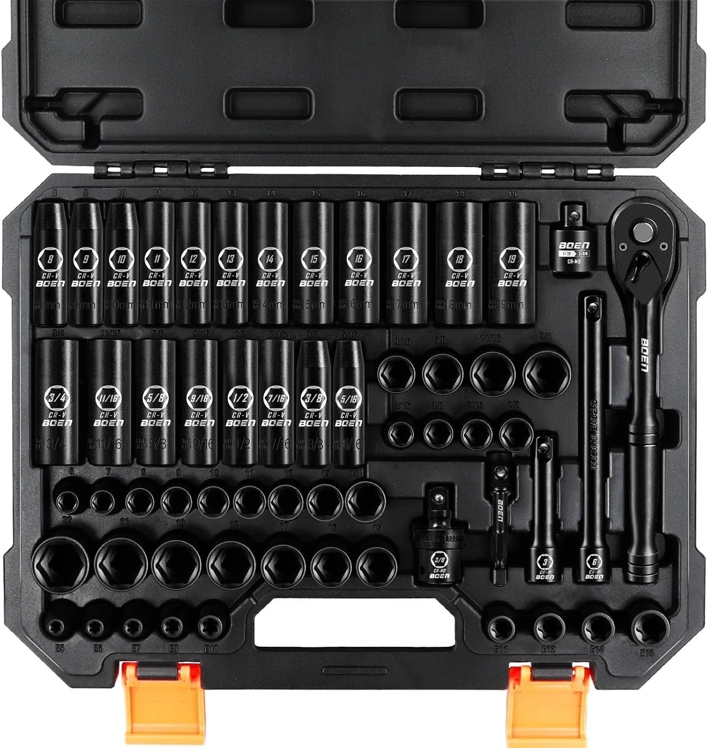 Comprehensive 59-Piece Socket Set: SAE, Metric & E-Torx for Ultimate Precision