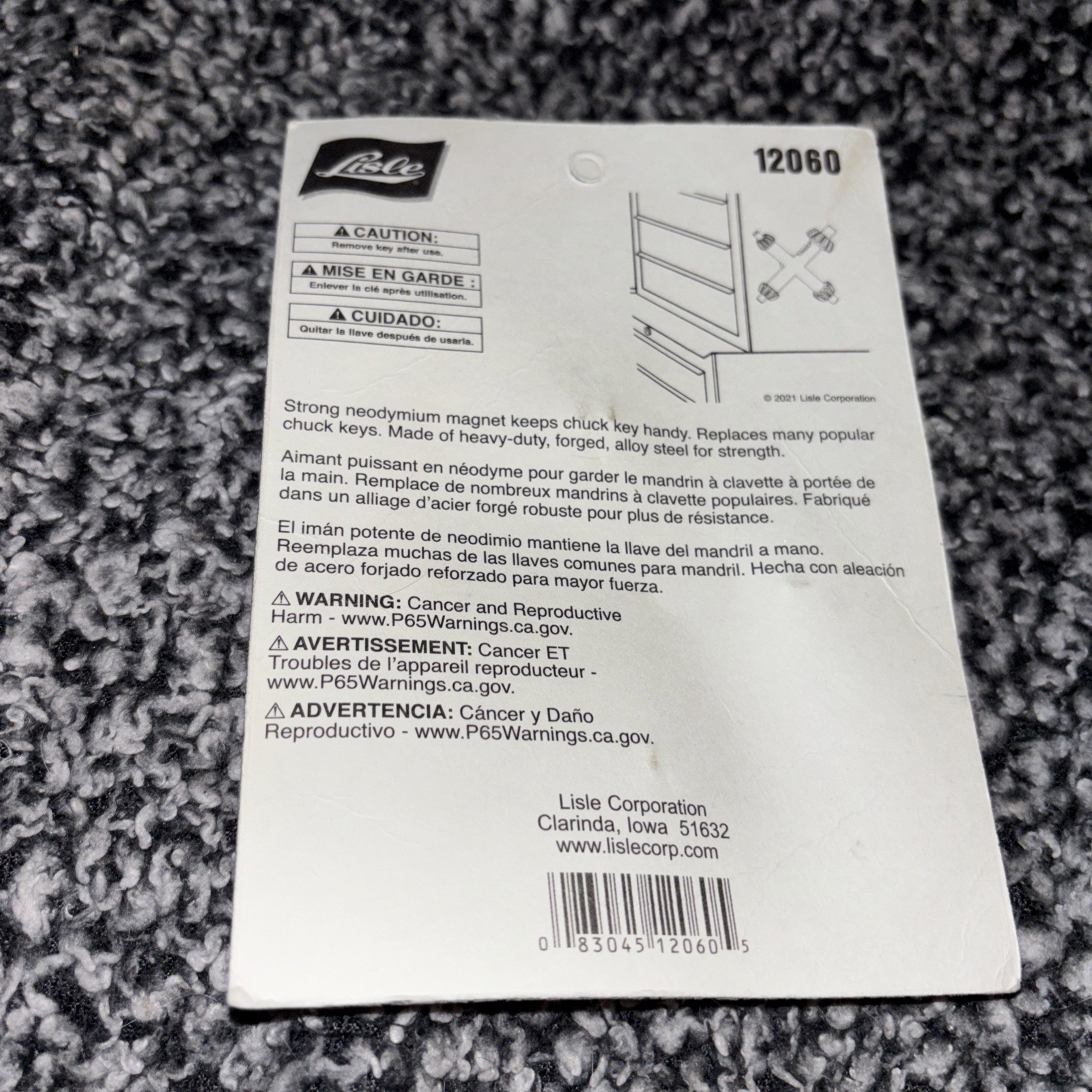 Lisle 12060 Large Master Magnetic Chuck Key with 4 Sizes