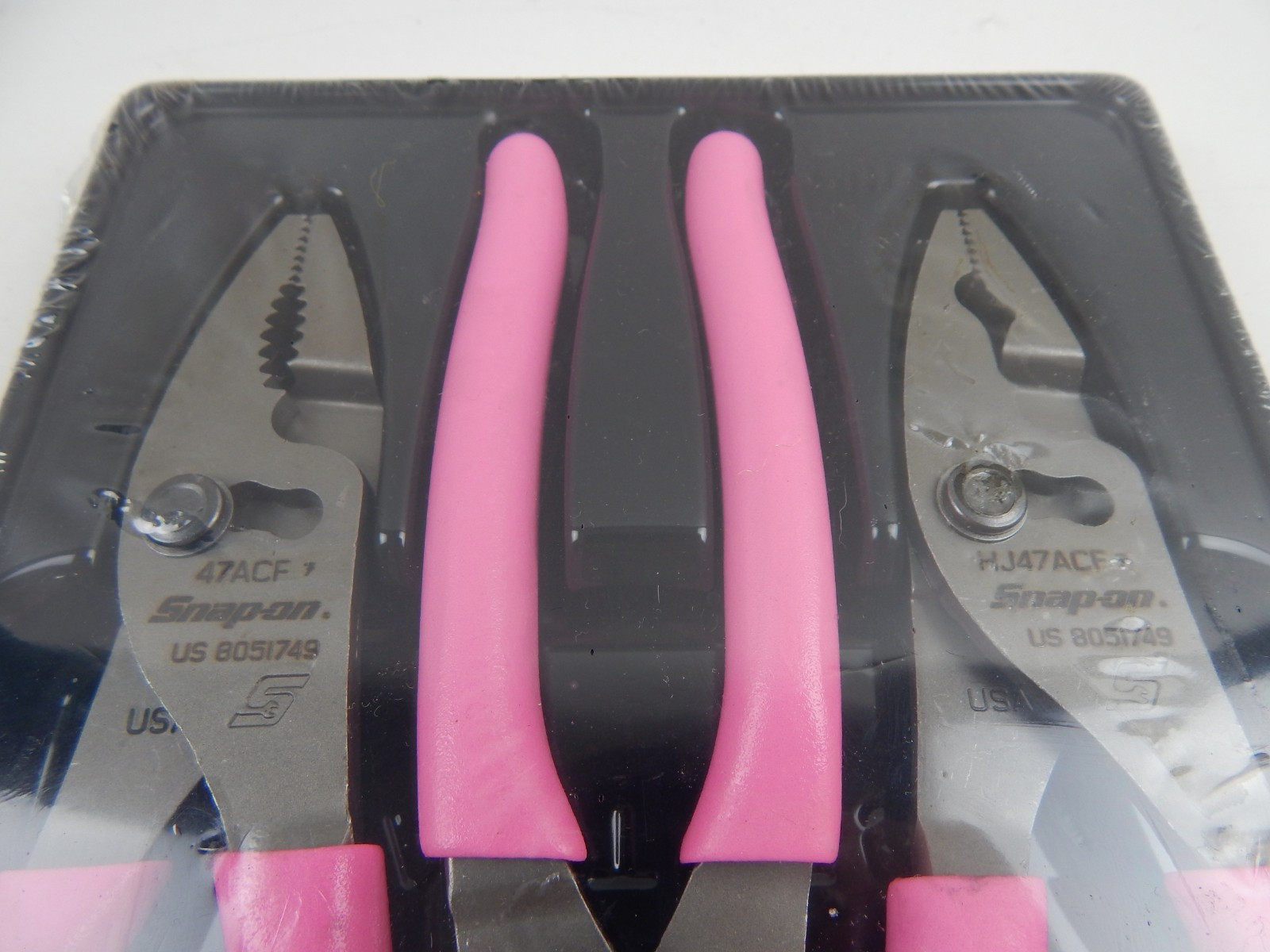 Snap-On NEW SEALED 3 Pc 8″ PINK Soft Grip Slip-Joint Pliers Set PL347ACFP