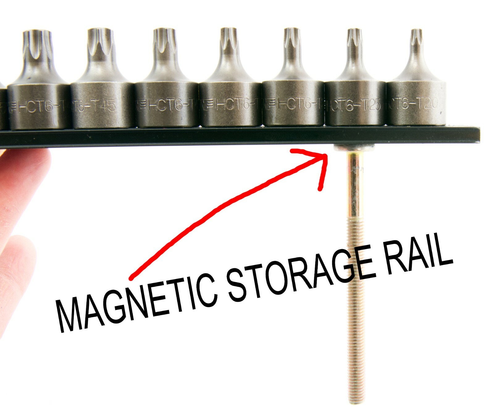 10 Piece Torx Impact 3/8″ Sq. DR Socket Set w/ Magnetic Storage Rail T-20 – T60
