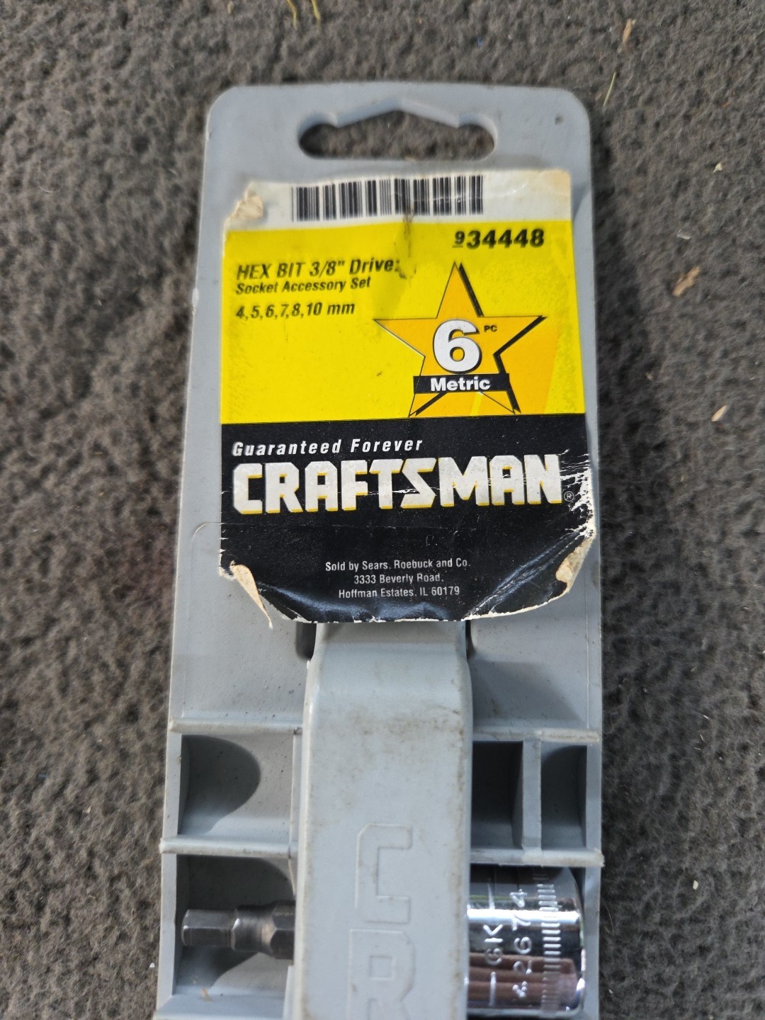 NOS SEARS Craftsman Hex Bit 6pc Socket Accessory Set 3/8″ Dr METRIC GK 34448 USA