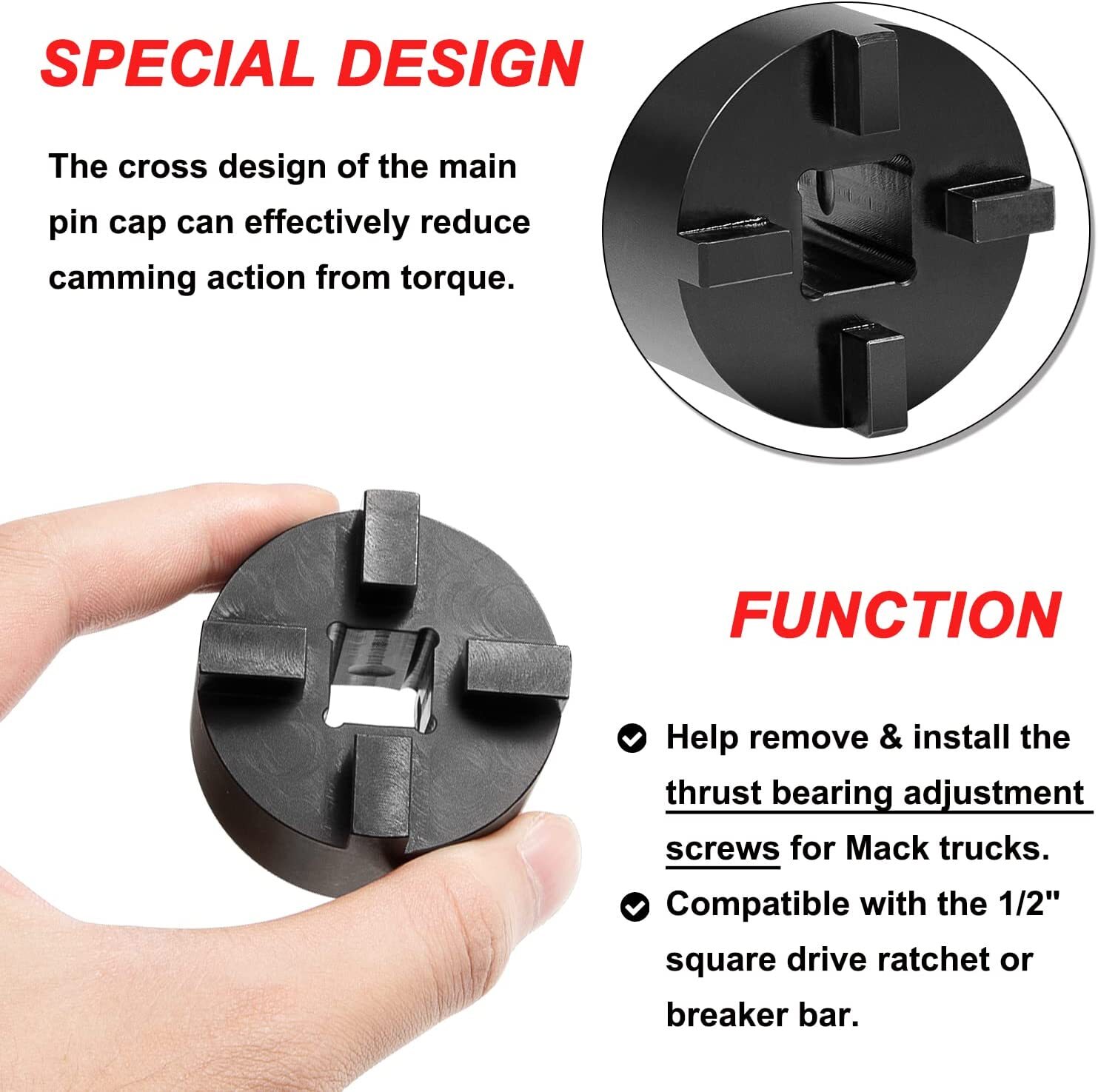 Truck King Pin Socket Cap Removal Tool For Mack 10500, 12000, 16000, 18000 20000