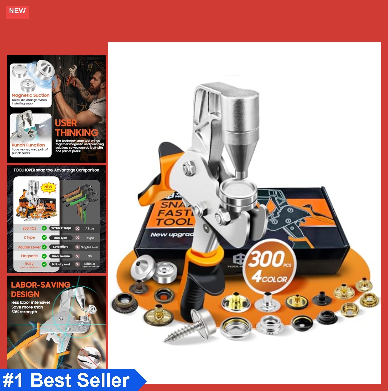 Snap Fastener Tool Kit 300pcs Boat Cover Snaps 4 Colors For Canvas Repair DIY