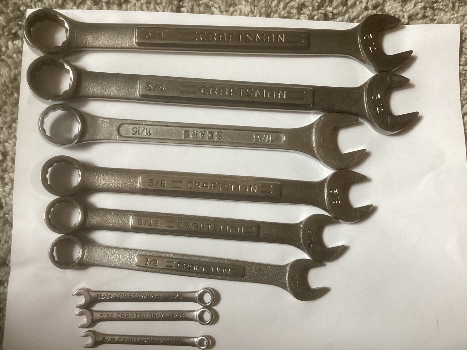 Craftsman 9 Pc. Open End Box Wrenches