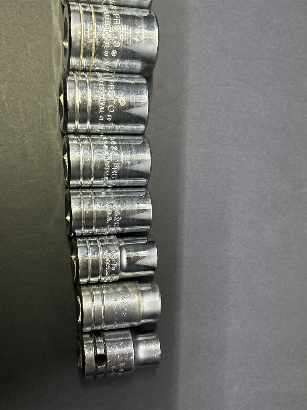 8 Proto 1/2″ Drive 7/8, 15/16, 13/16, 11/16, 9/16 SAE Sockets Chrome 12 Pt USA