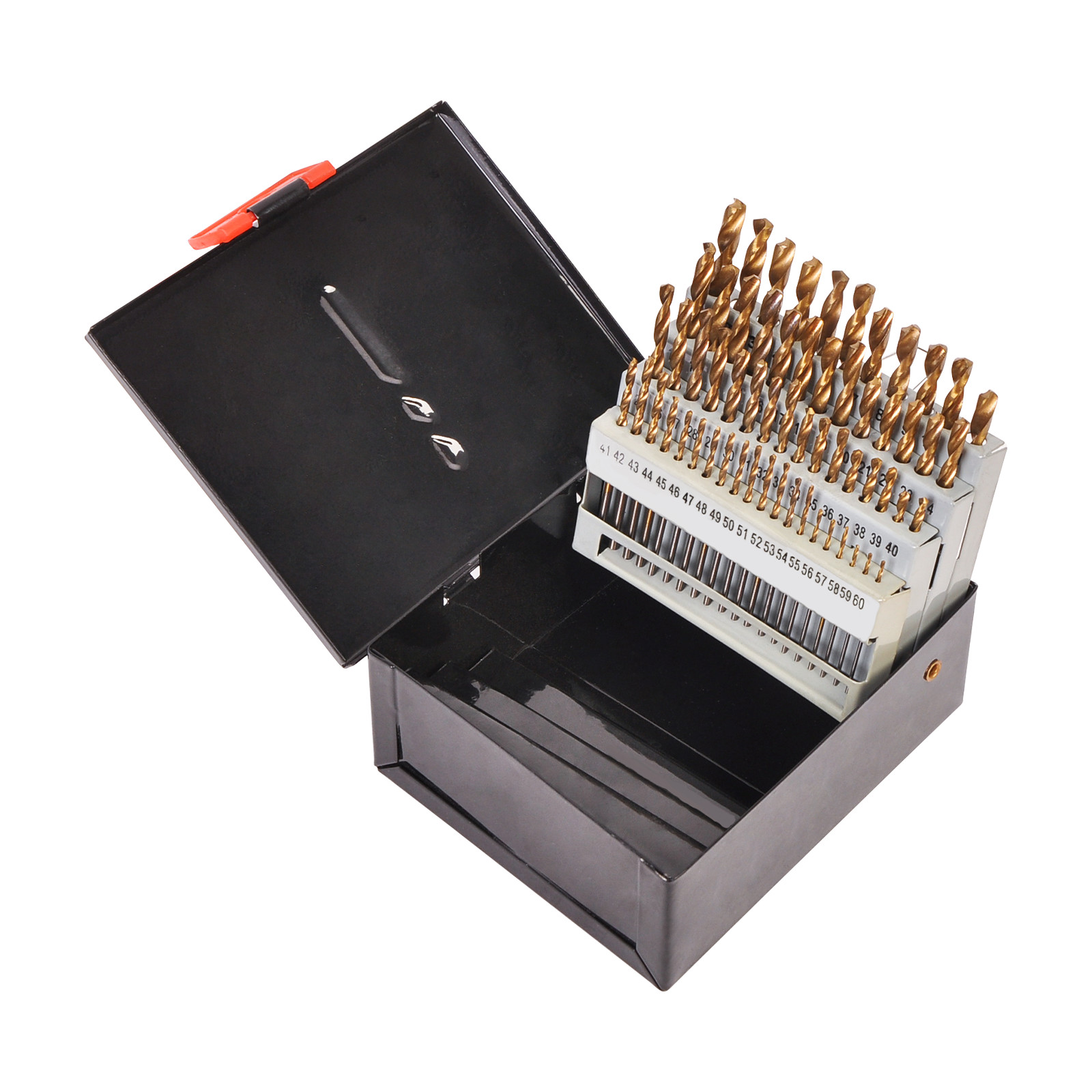 60pc Drill Bit Set M2 HSS High Speed Steel Bits Numbered #1 to #60 Metal Case