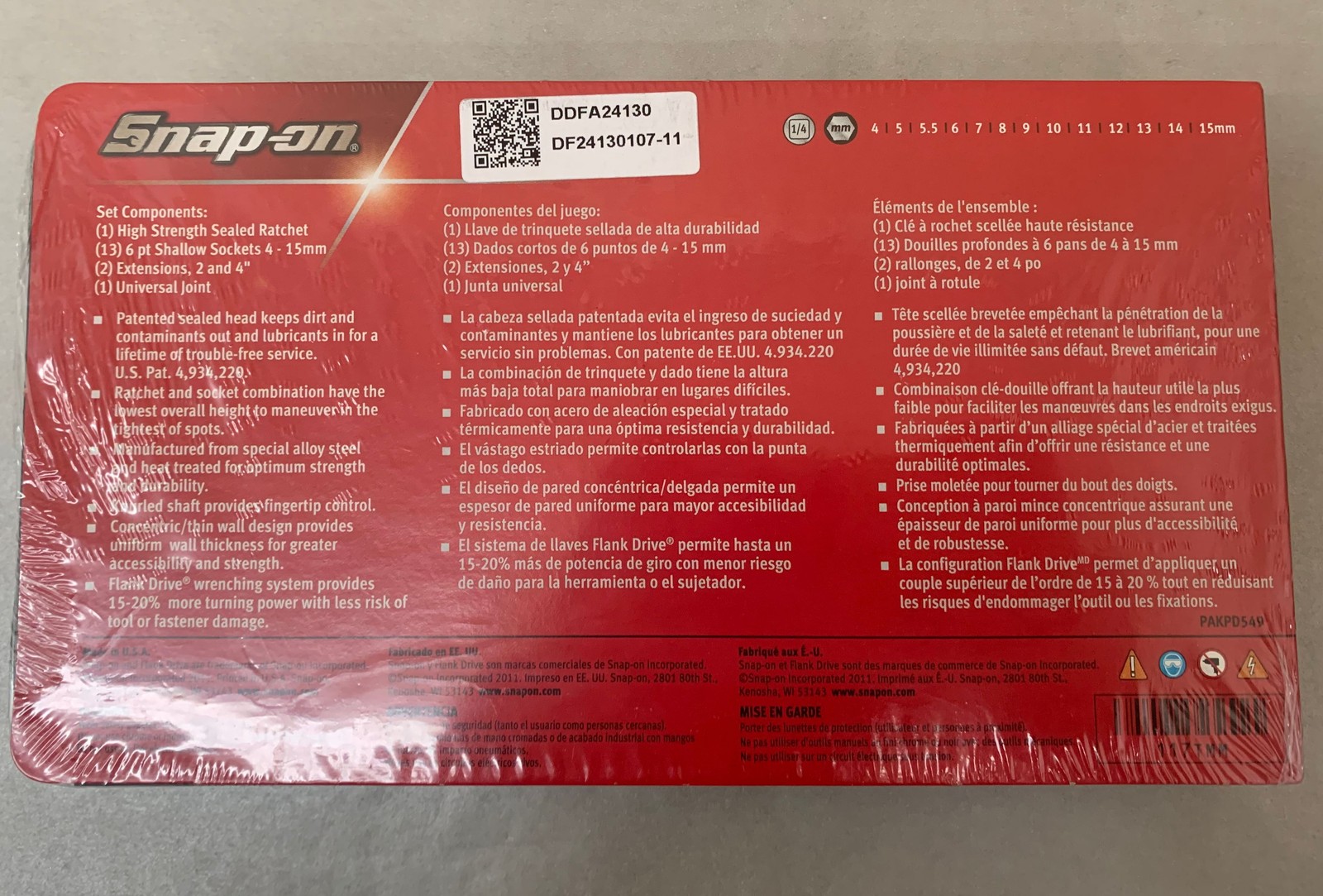Snap On 17pc 1/4″ Drive 6-Point Metric General Service Set (117TMM)