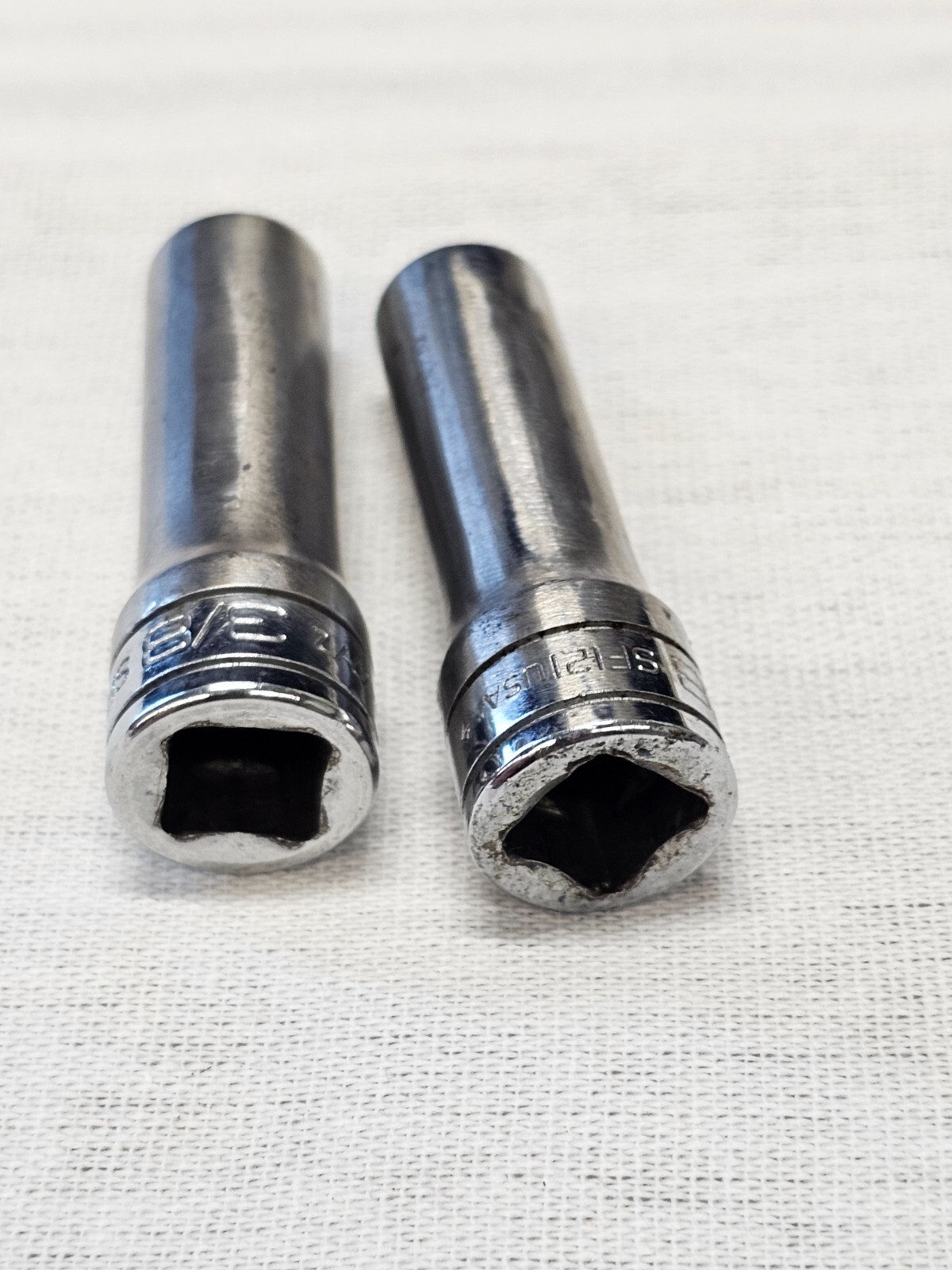2 Snap-on 3/8″ Standard Deep Well Socket Sae 12 Point 3/8″ Drive SF121 USA