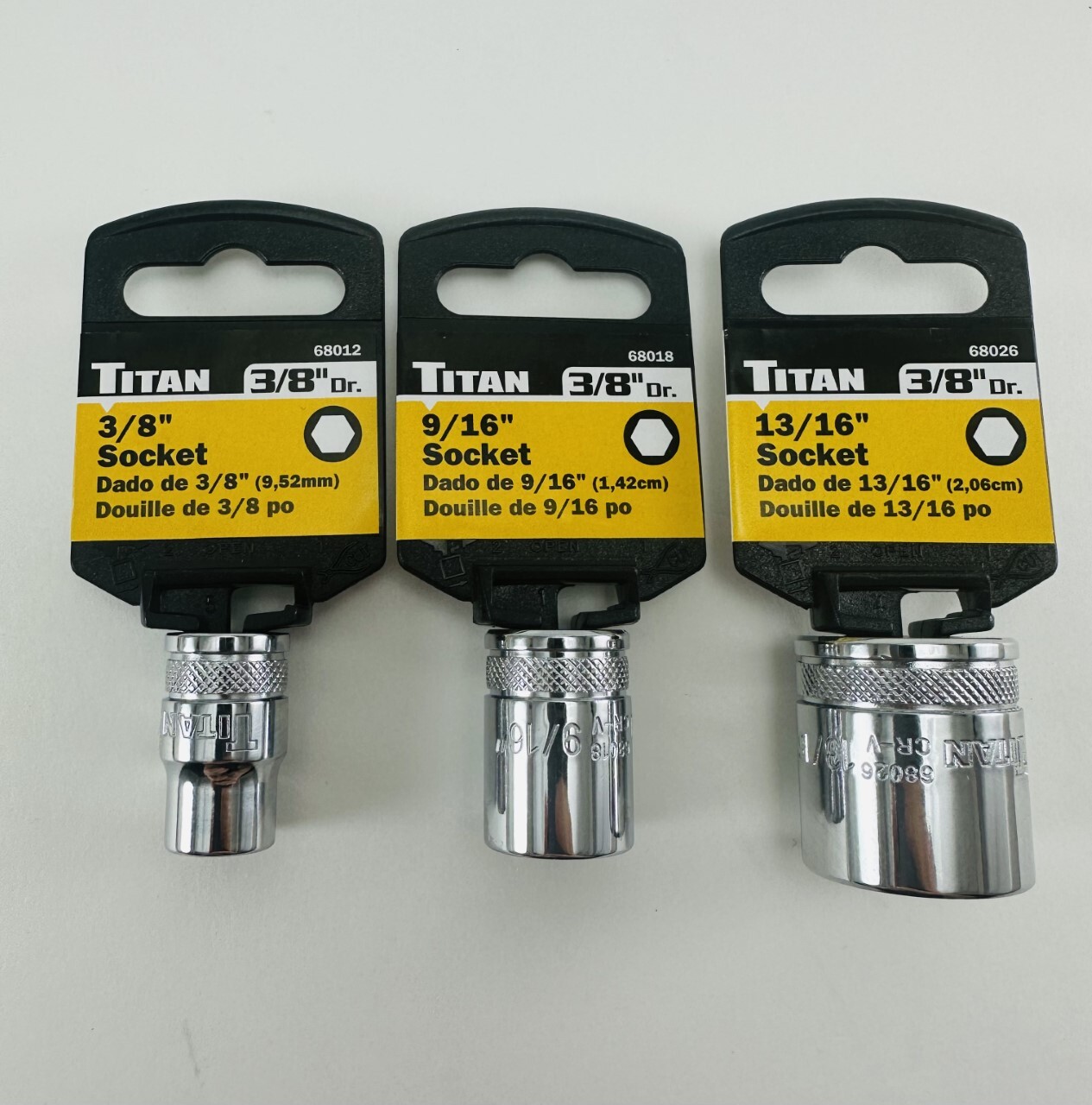 Titan INDIVIDUAL 3/8” Drive Shallow SAE Standard Socket Choose From 1/4″ – 1″