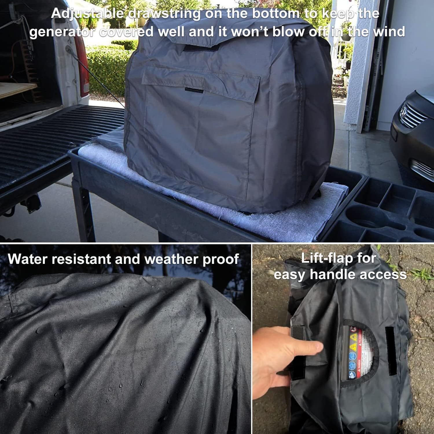 Generator Cover with Storage Pocket Fits Honda Eu2000i Eu2200i Generators (Black