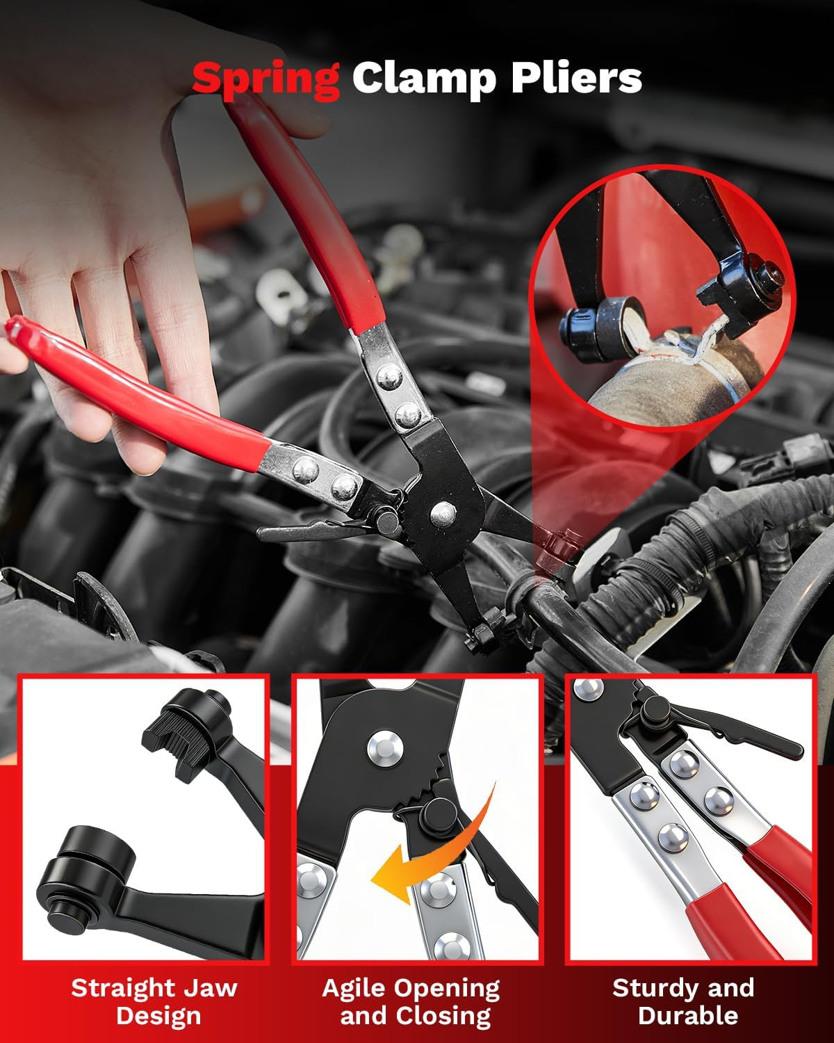 6 PCS Fuel Line Disconnect Pliers Set – 80° Hose Remover Tool & Clamp Pliers