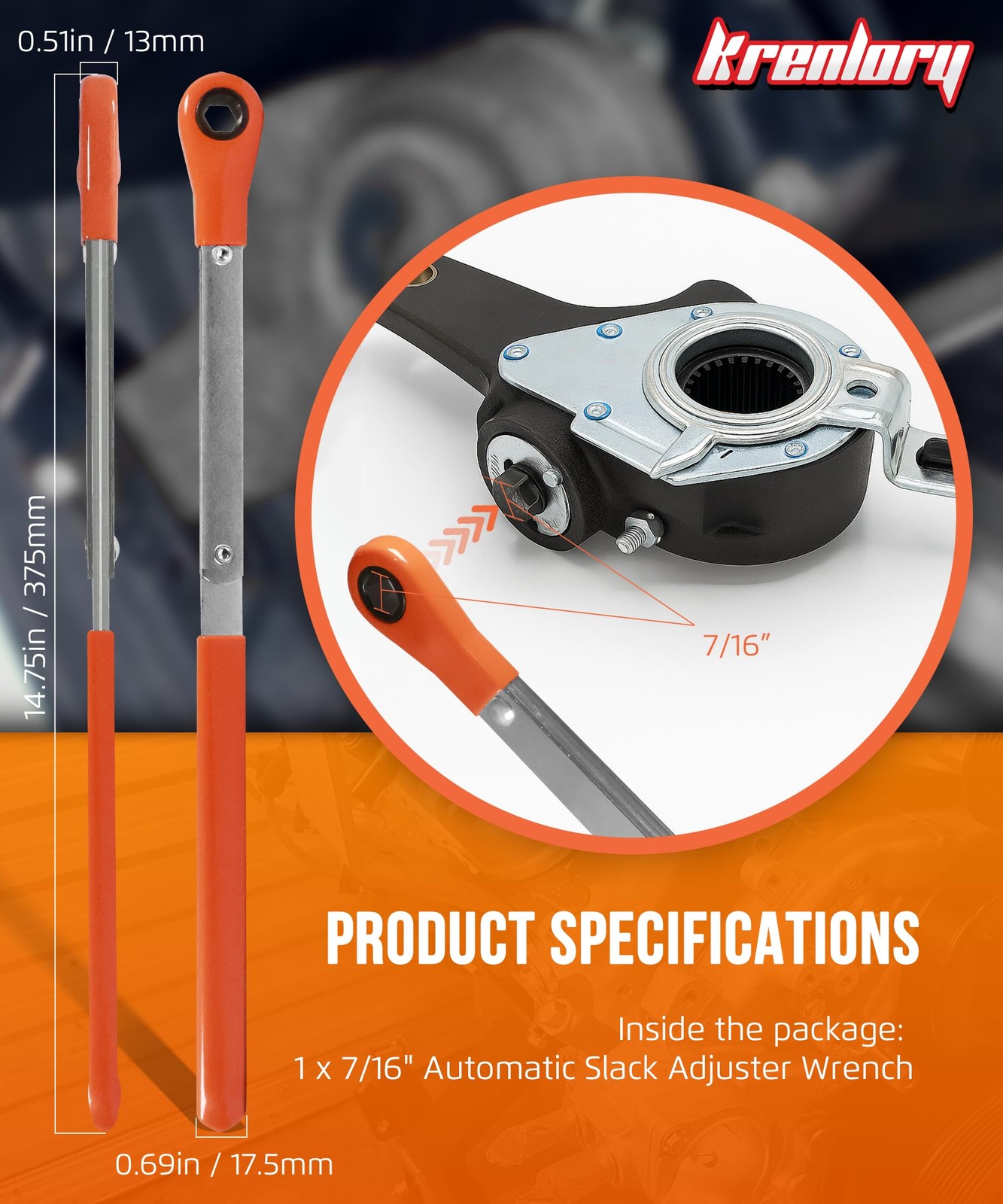 7578 7/16 Inch Automatic Slack Adjuster Wrench For HeavyDuty Trucks Brake
