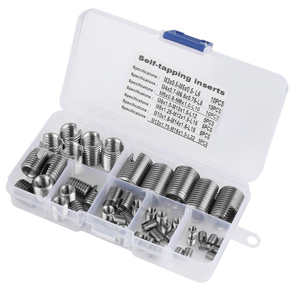 50Pcs Stainless Steel Thread Inserts Set Self Tapping Reinforce Repair Tool