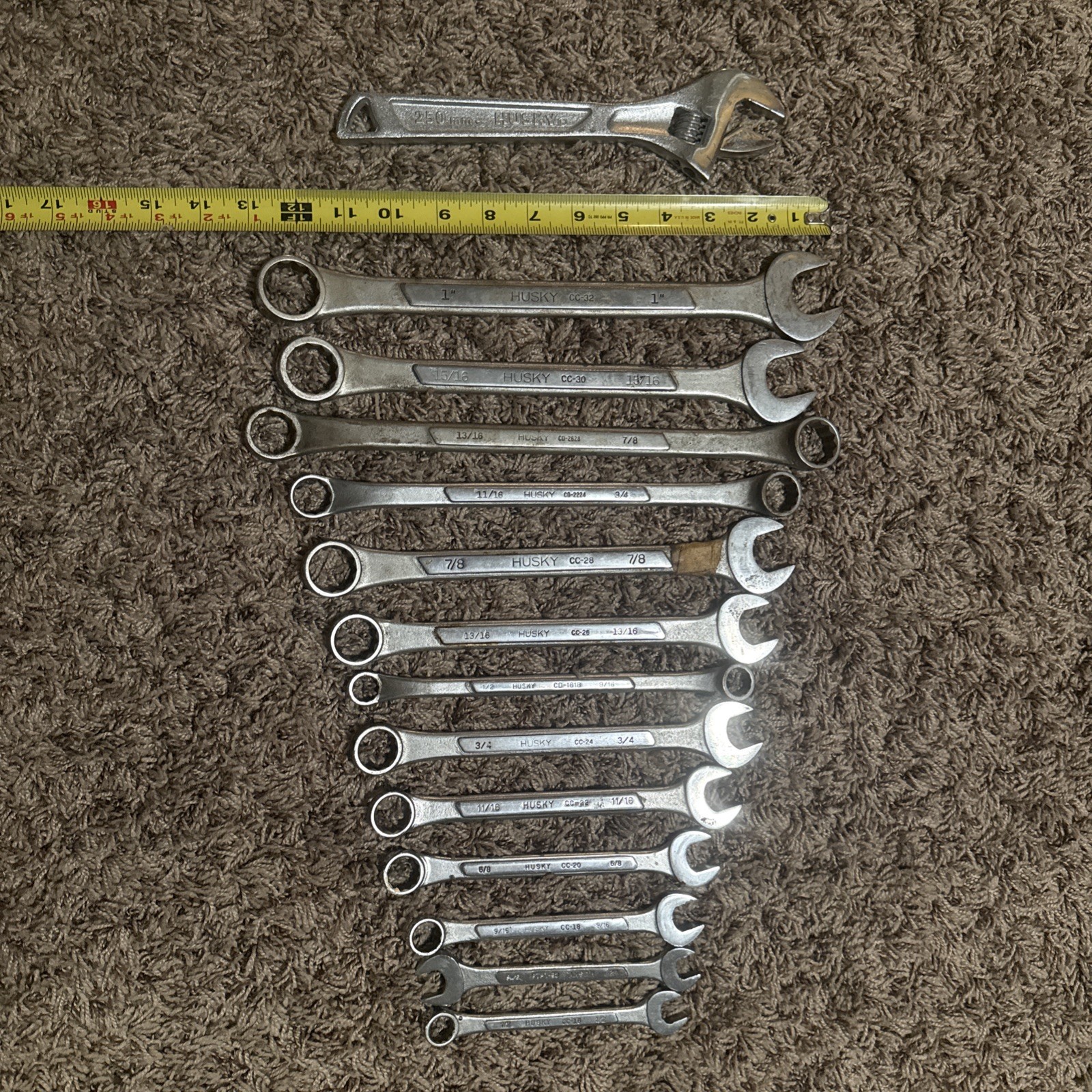 Vintage Husky Combination Wrench Set Standard. alloy Steel