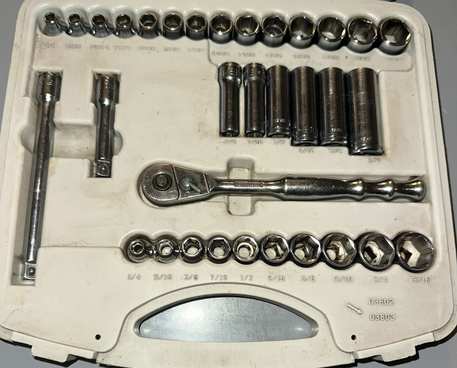 Kobalt 1st Generation 3/8” Drive Chrome Socket Set 44 PCs W/CaseMade In The USA