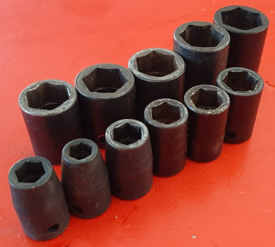 Snap-On 1/2″ Drive 11 pc 6 Point SAE Shallow Impact Socket Set Im120-320 3/8″-1″