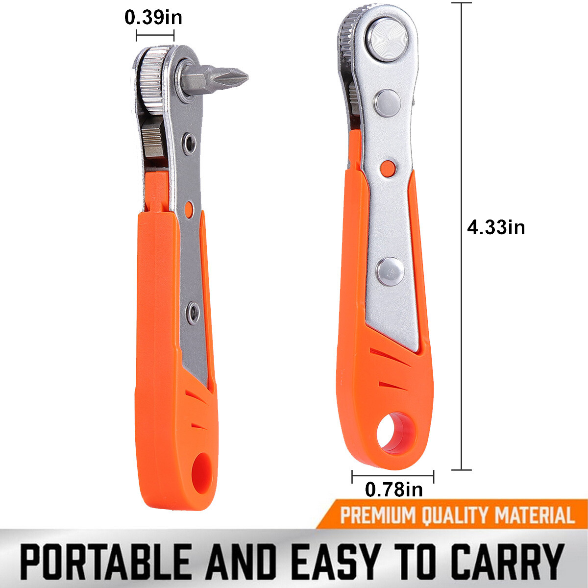Ratcheting Right Angle Screwdriver Hex Drive 90 Degree Offset with 10pc Bits Set
