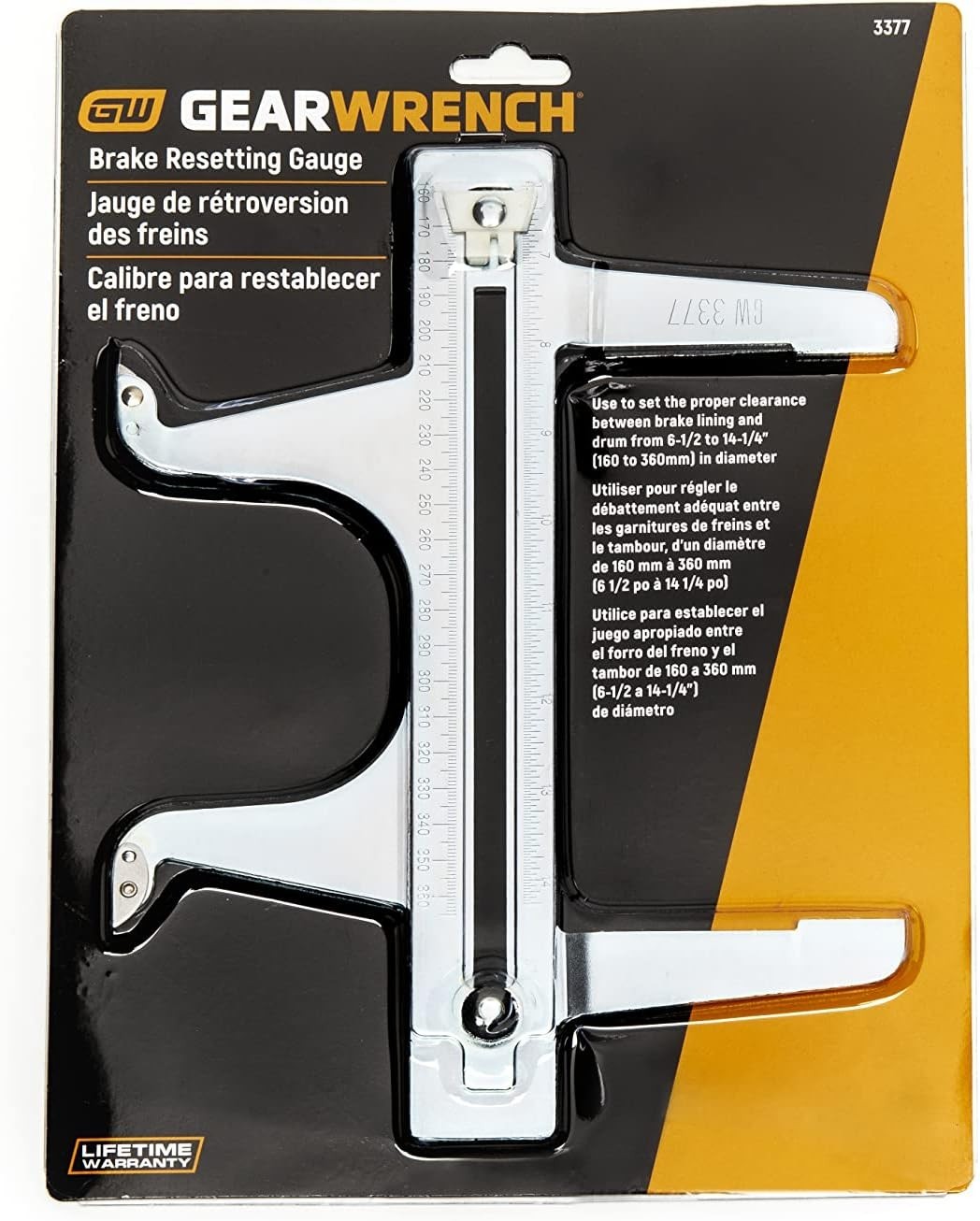 Heavy Duty Brake Reset Gauge 3377 Alloy Steel 6.5-14.25″ Lockable Knurled Knob