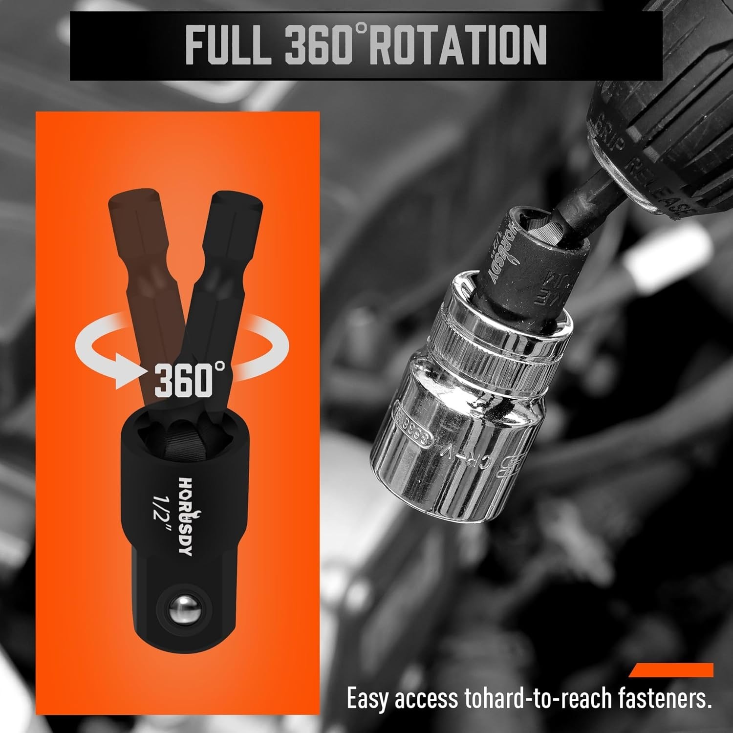 9-Piece Impact Drill Adapter Set – Compatible with 1/4″, 3/8″, and 1/2″