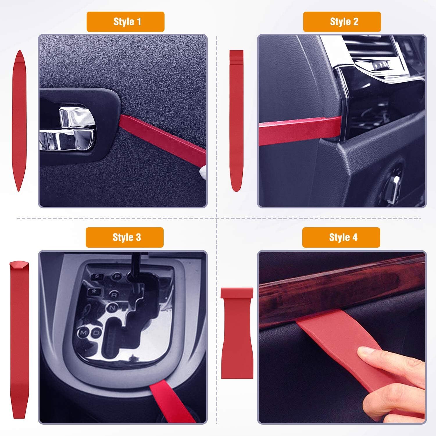 8Pcs Red Car Trim Removal Tool Kit Door Panel Fastener Auto Dashboard Tools