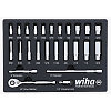 Wiha 33396 25 Piece 1/4″ Drive Professional Standard & Deep Socket Tray Set-SAE