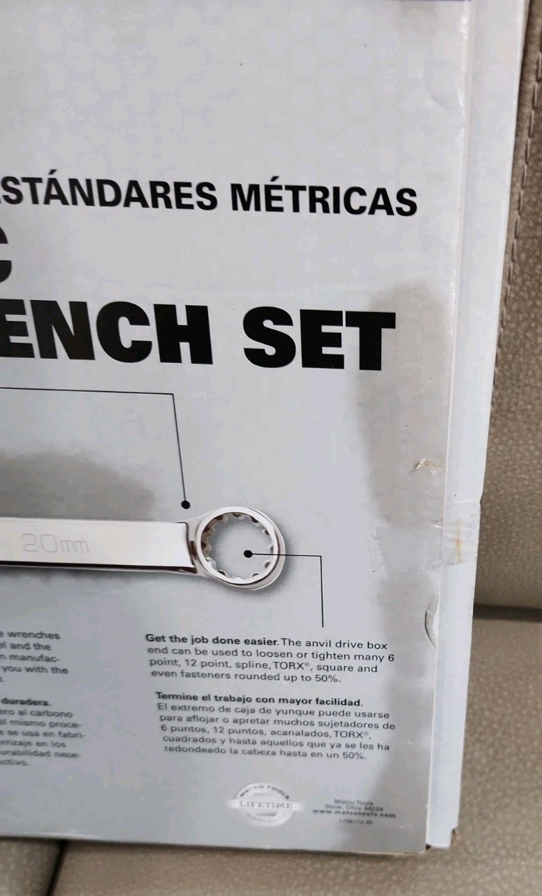Matco tools SMCM152K 15pc Metric Combination Wrench Set 6-20mm Never USED