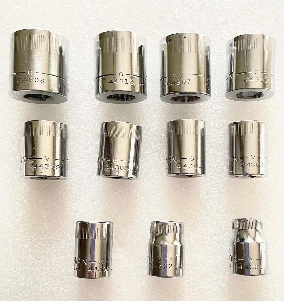 VTG CRAFTSMAN 11 PC G &V SERIES 12 PT 3/8” DRIVE METRIC SHALLOW SOCKETS 9MM~19MM