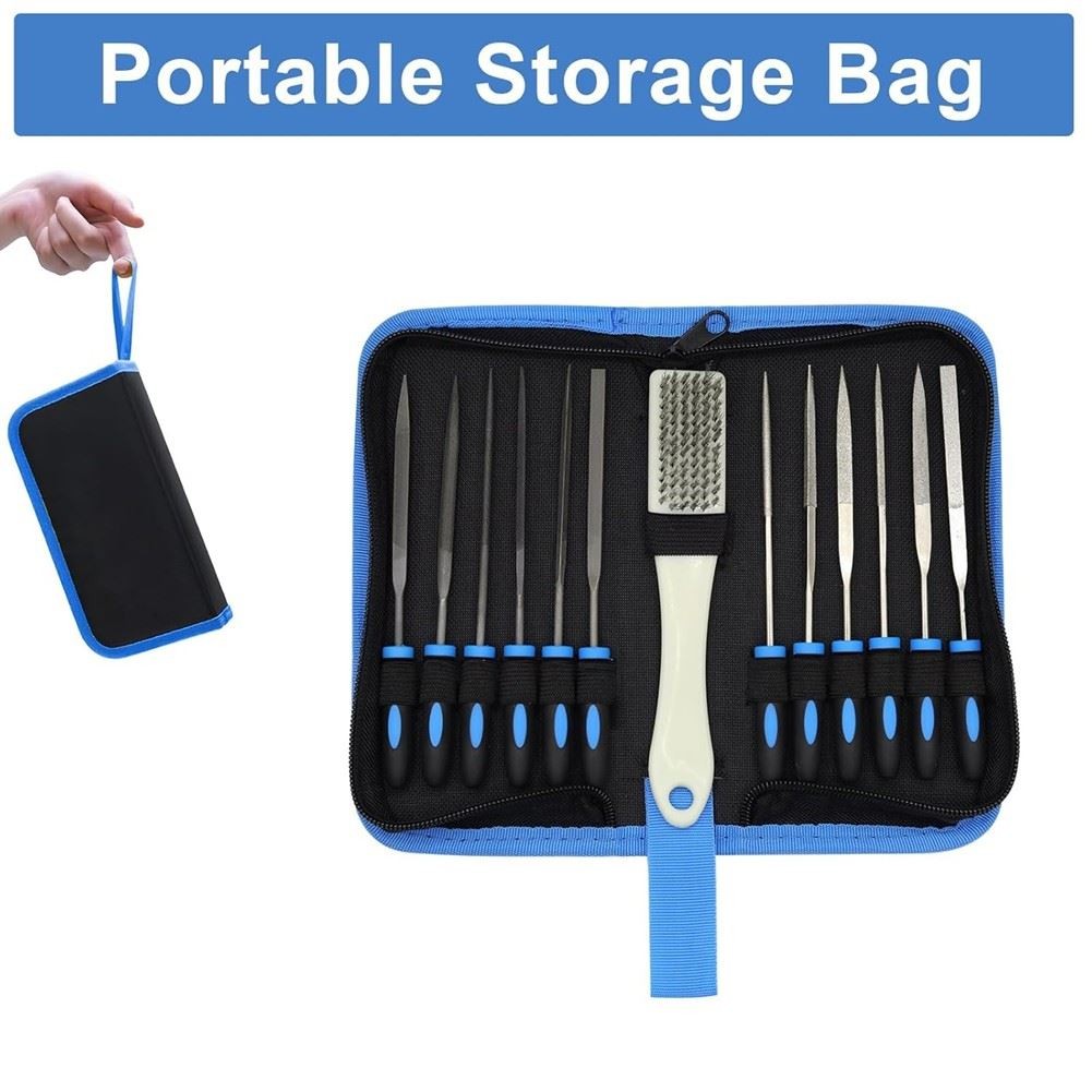 13-Piece Metal Needle File Set with 6 Diamond Files 6 Steel FilesCleaning