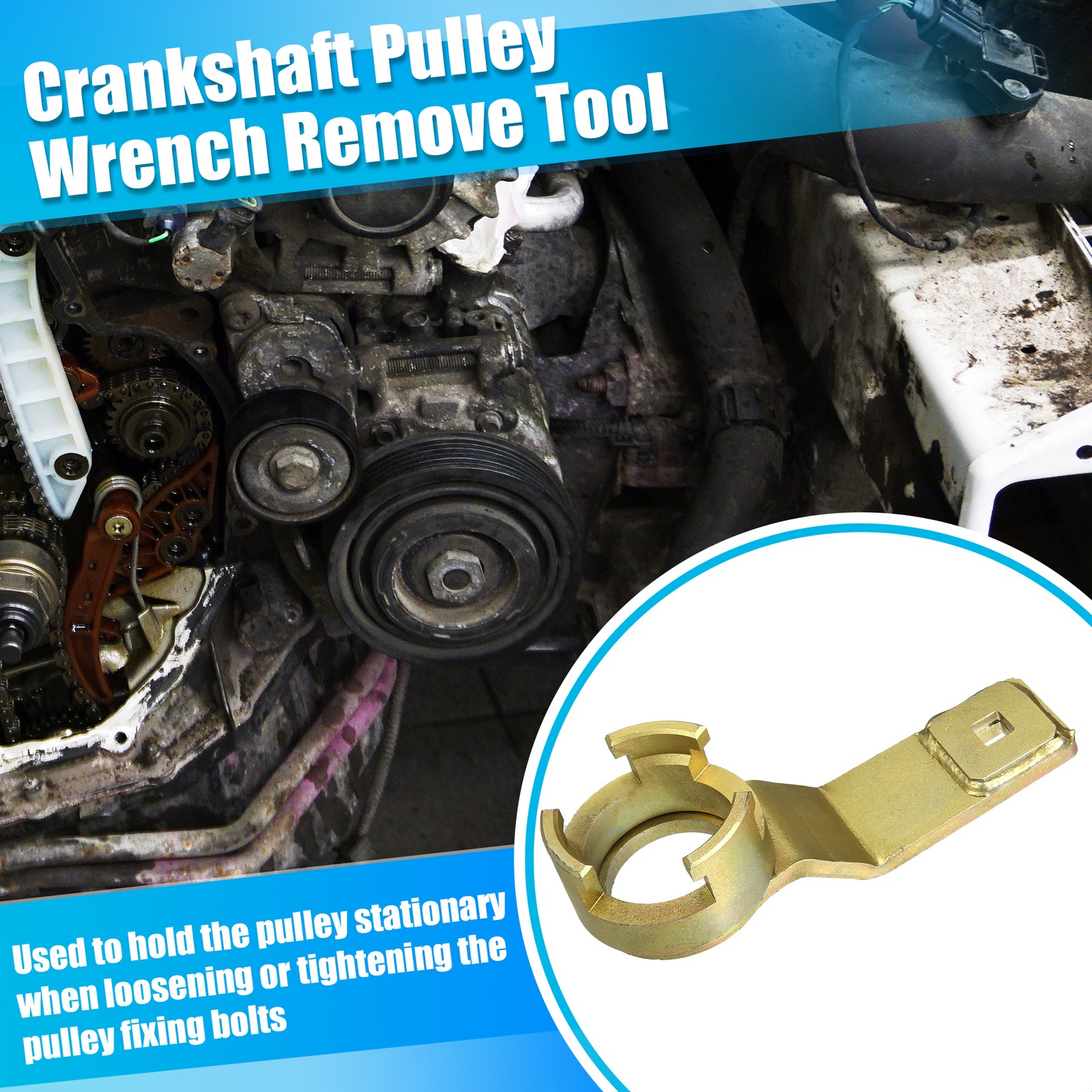 Piece of 1 Crankshaft Pulley Holding Tool fit for Ford CMAX fit for Volvo Engine