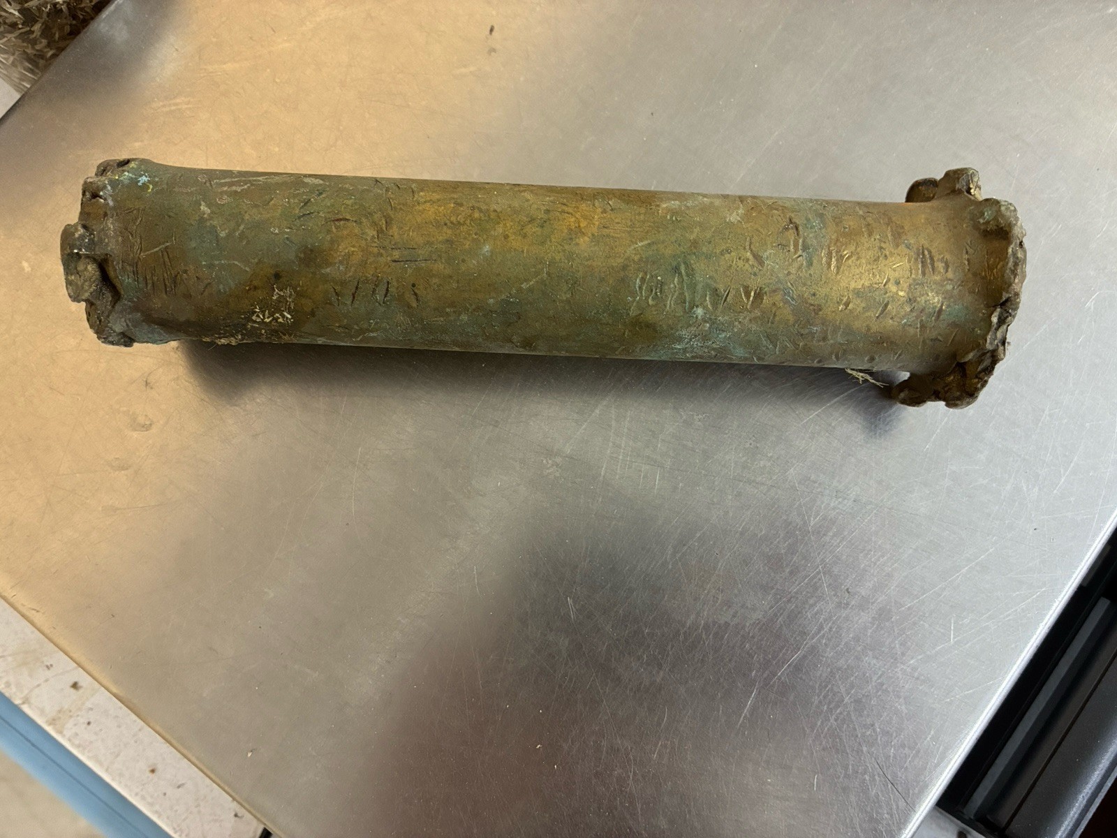 Vintage 1.5” Thick Solid Brass Drift Punch- 7.5” Long 4.35lbs USA LARGE