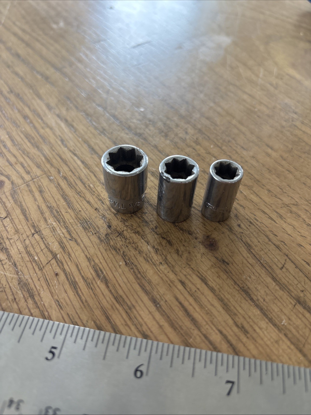 LOT 3 SOCKETS 1/4″ DRIVE Snap-on TM408 TM410 TM412 8-Point LIGHT MARKS