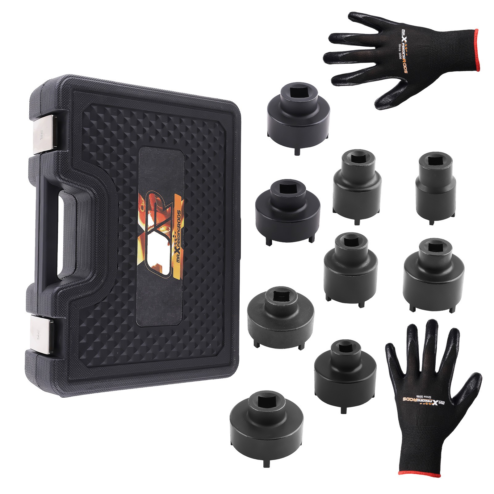 9X 1/2″ & 3/4″ DRIVE GROOVED LOCK NUTS SOCKET SET FOR KM4, KM5, KM6, KM7, KM8