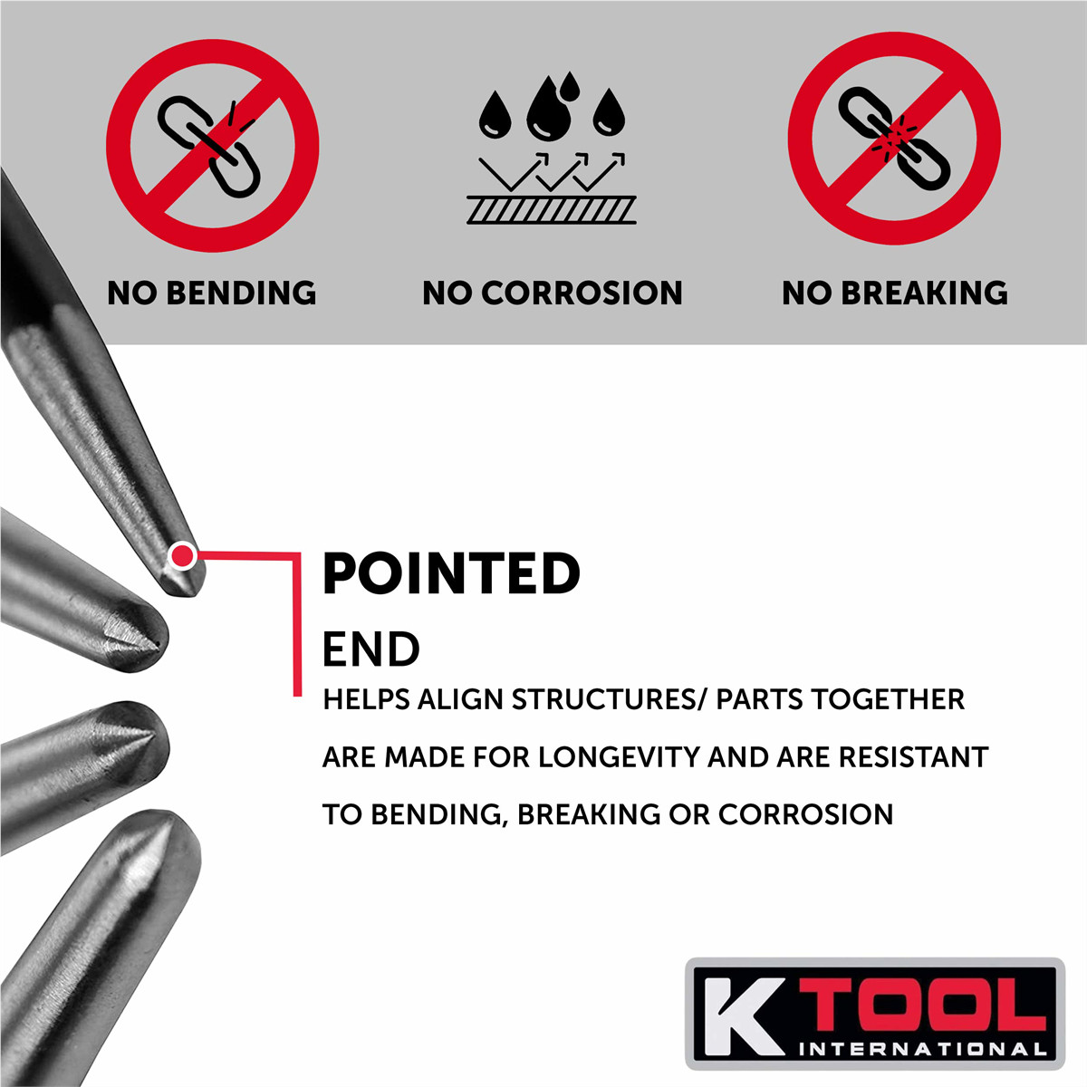 K Tool International 71600 Heat Treated Pry Bars With Rolling Head Design