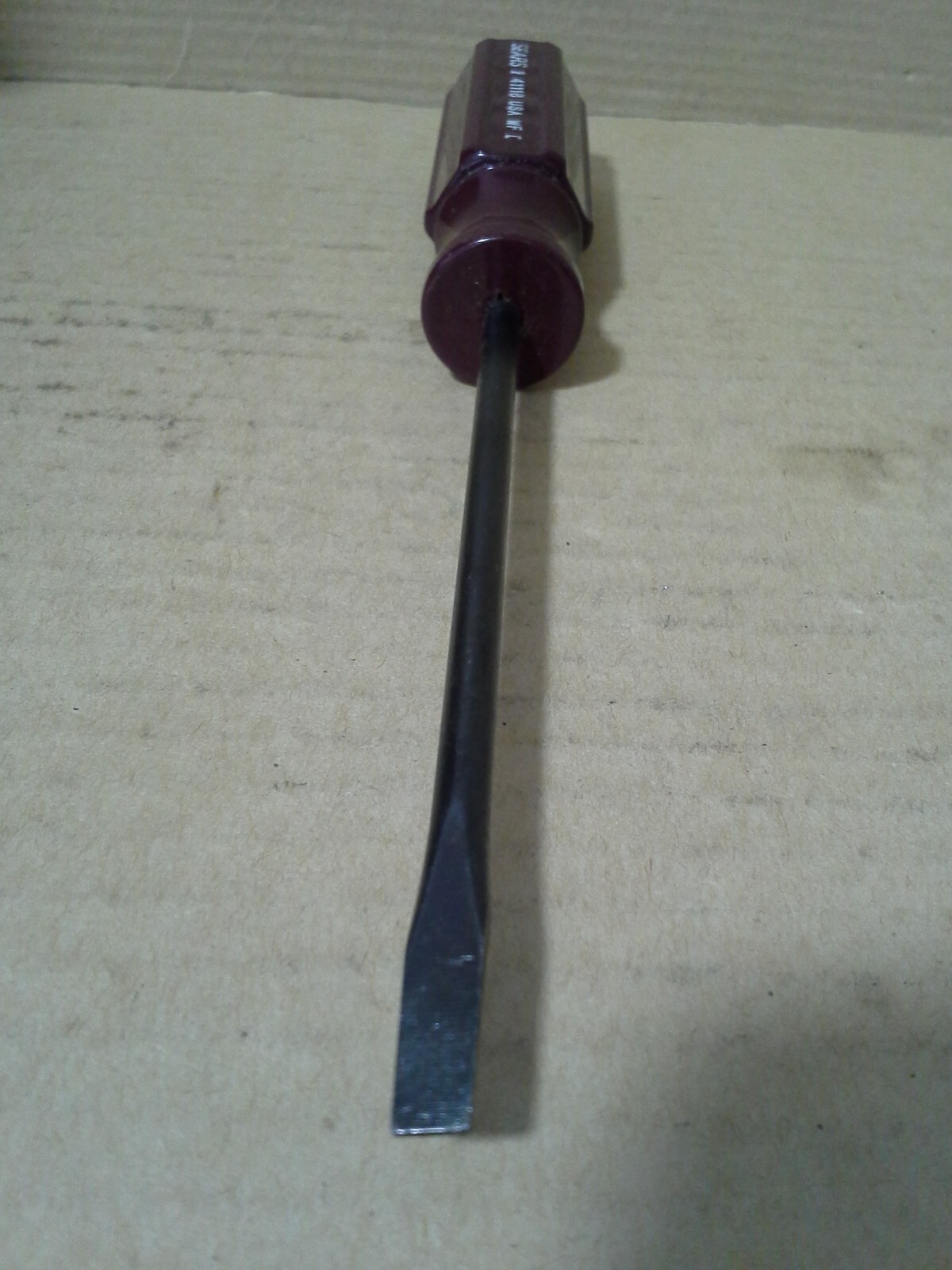 VTG. Sears 9_41118 USA WF Burgundy Handle Flat Head Screwdriver. VGC