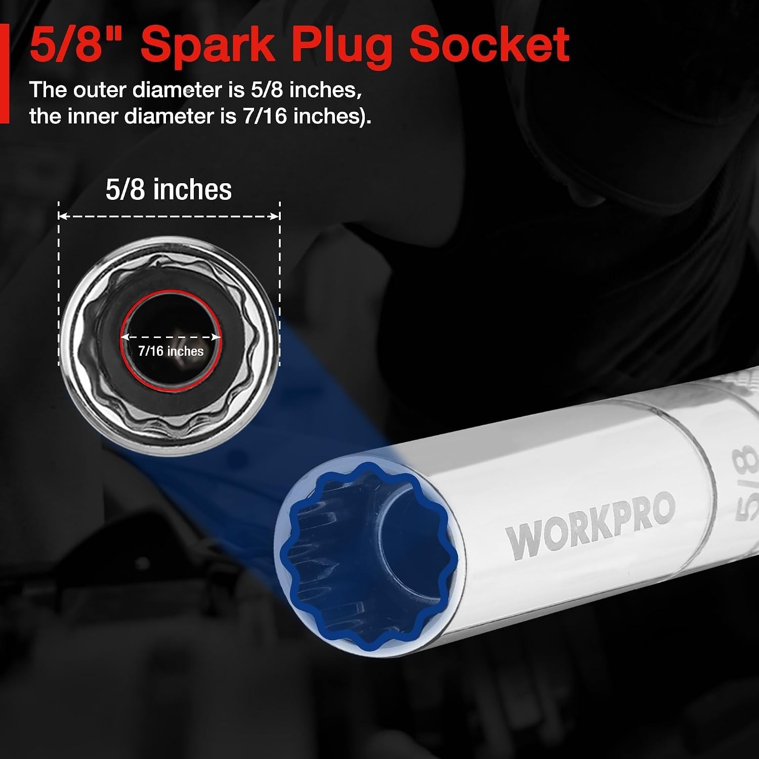 5/8″ Magnetic Swivel Spark Plug Socket, 3/8″ Drive x 4″ Total Length, Enhance…