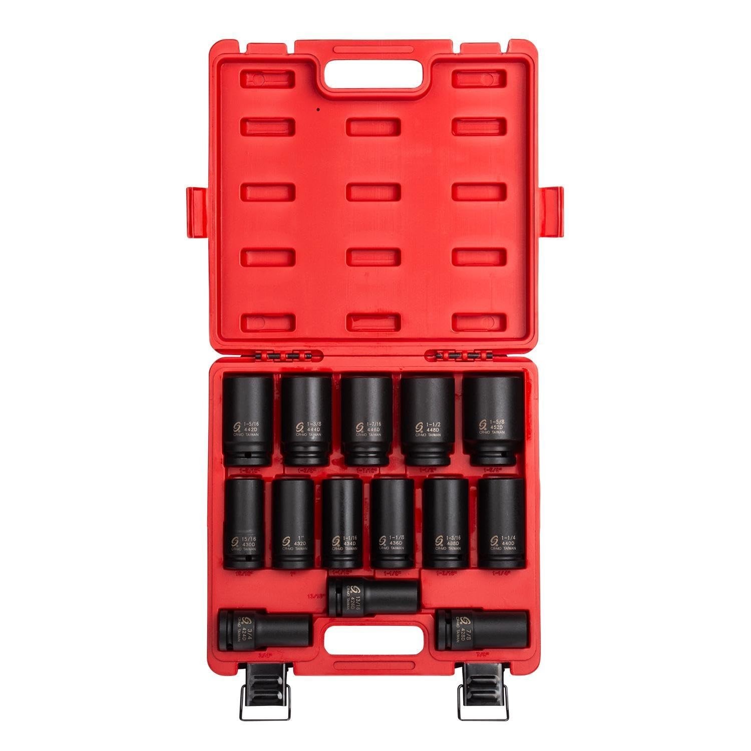 14-Piece 3/4″ Drive Deep Impact Socket Set, SAE Cr-Mo Steel, Heavy Duty Case